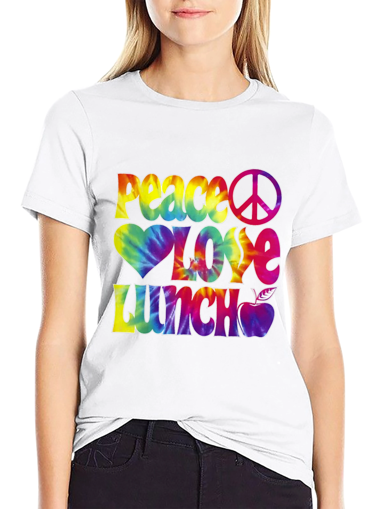 Peace Love Lunch Tie-Dye Graphic Tee