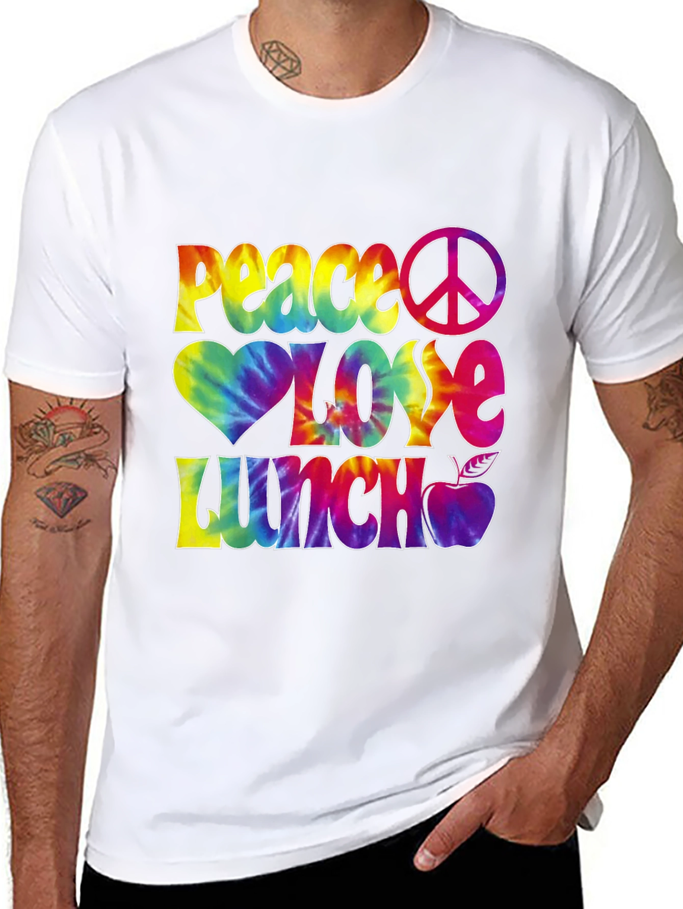 Peace Love Lunch Tie-Dye Graphic Tee
