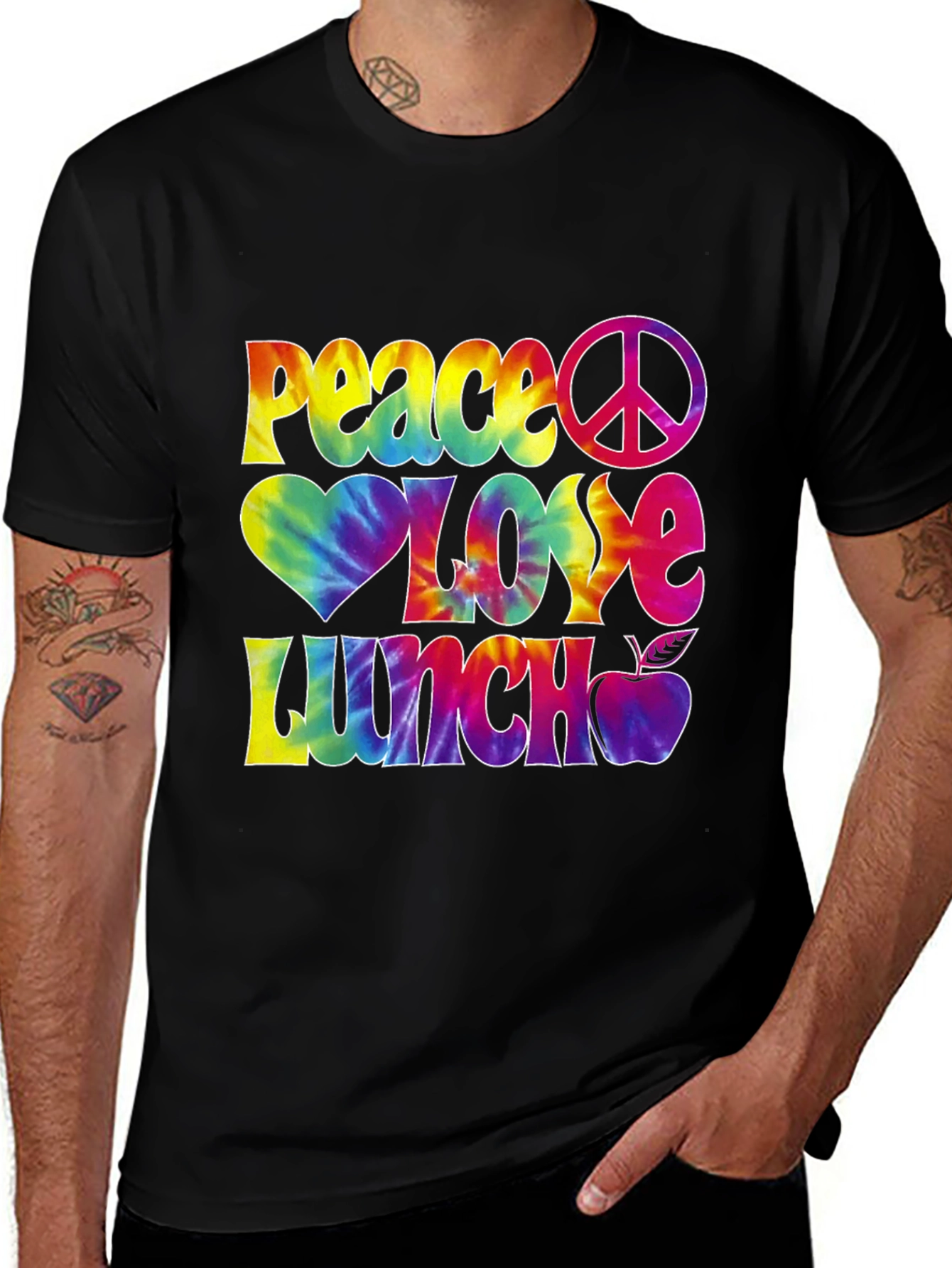 Peace Love Lunch Tie-Dye Graphic Tee