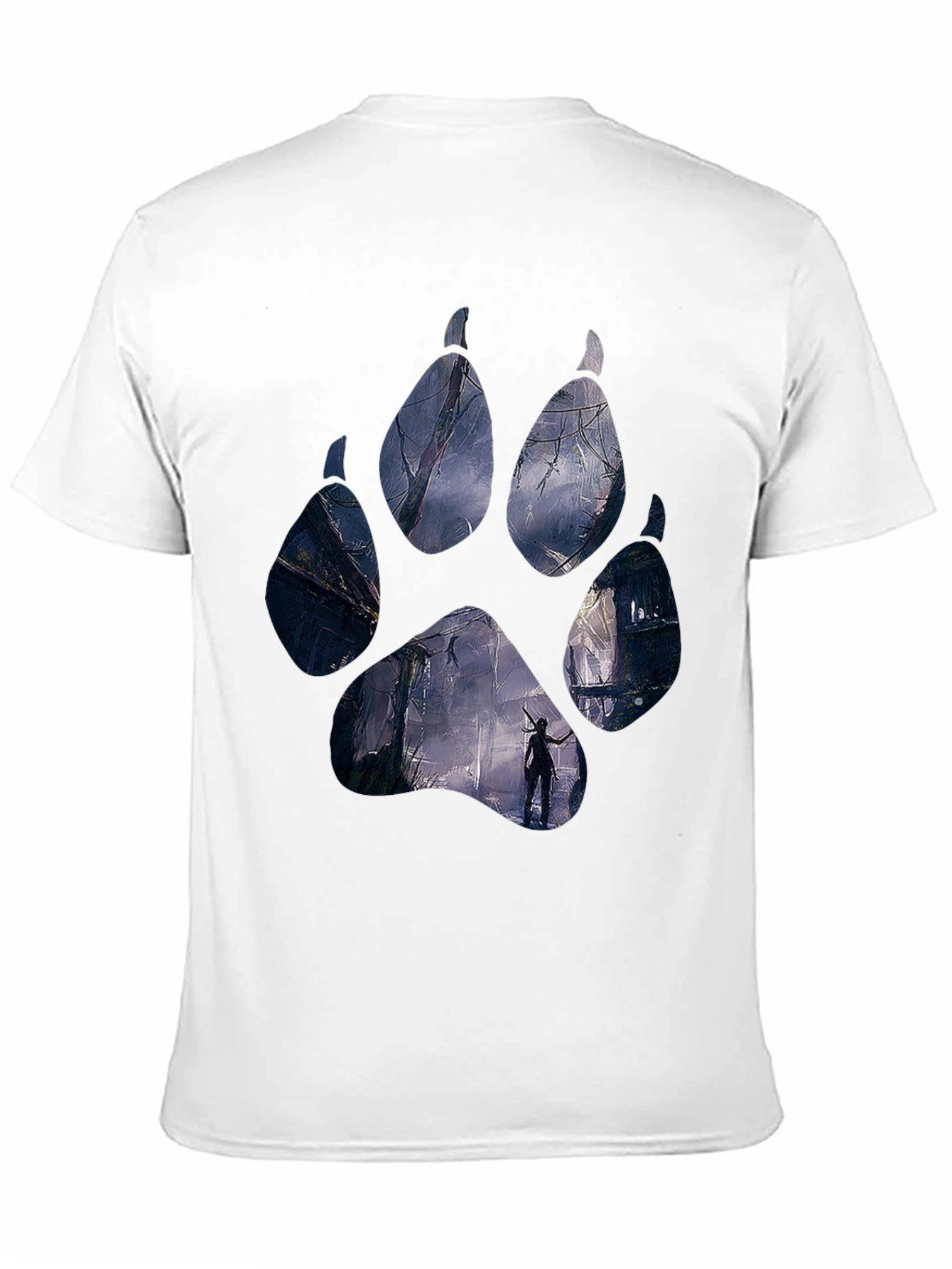 Wolf Paw Print T-Shirt - Black Graphic Tee