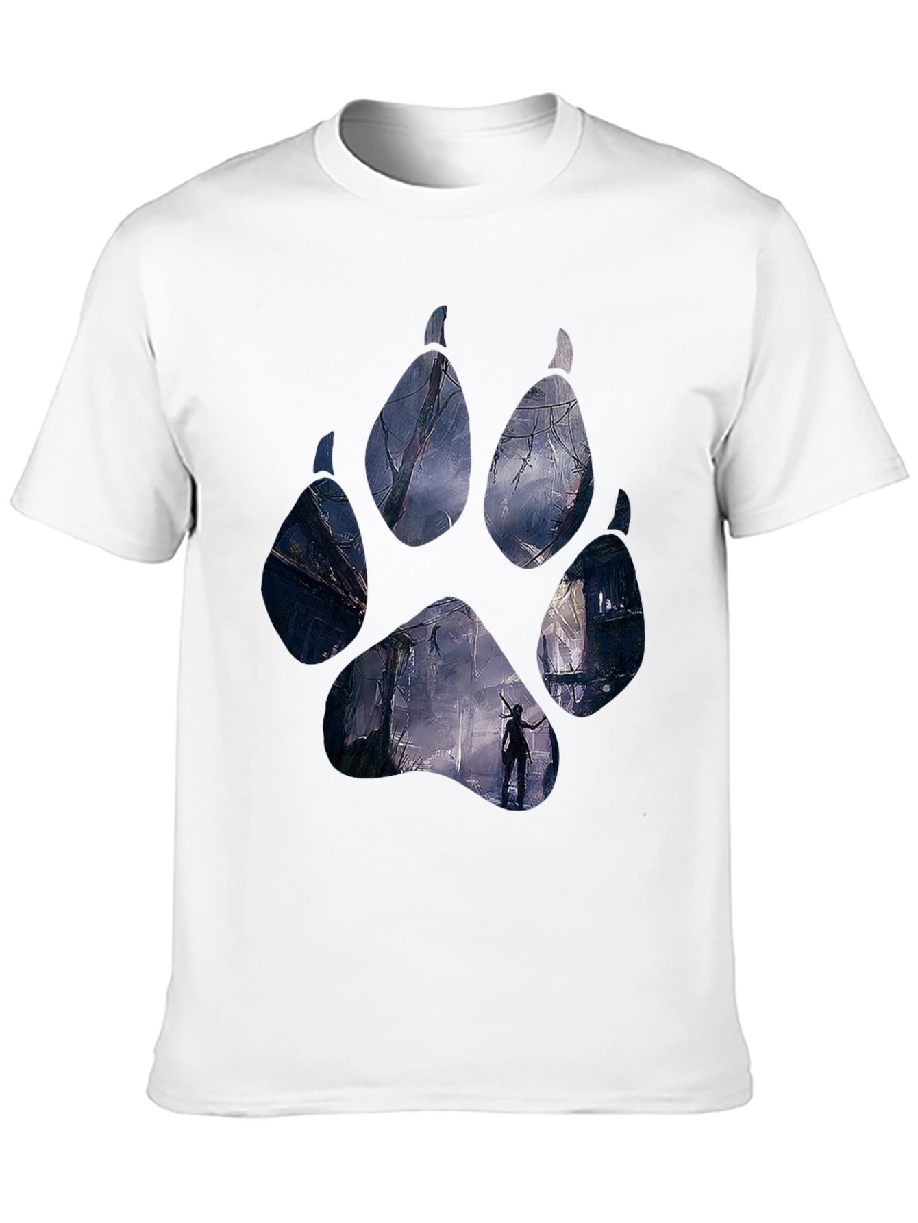 Wolf Paw Print T-Shirt - Black Graphic Tee