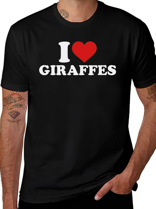 I Heart Giraffes Graphic Tee - Black T-Shirt