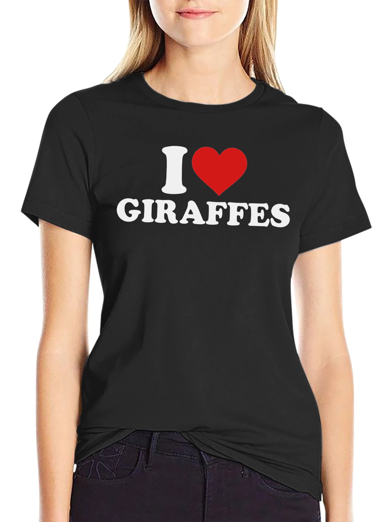 I Heart Giraffes Graphic Tee - Black T-Shirt
