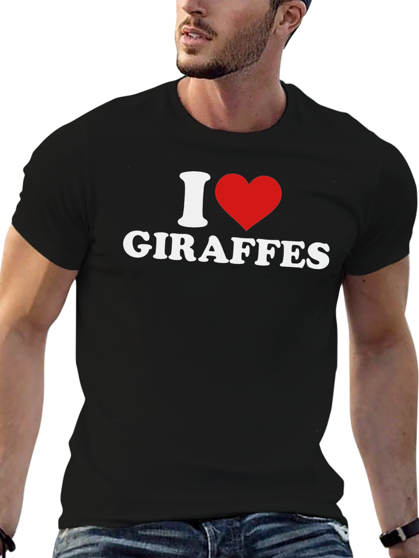 I Heart Giraffes Graphic Tee - Black T-Shirt