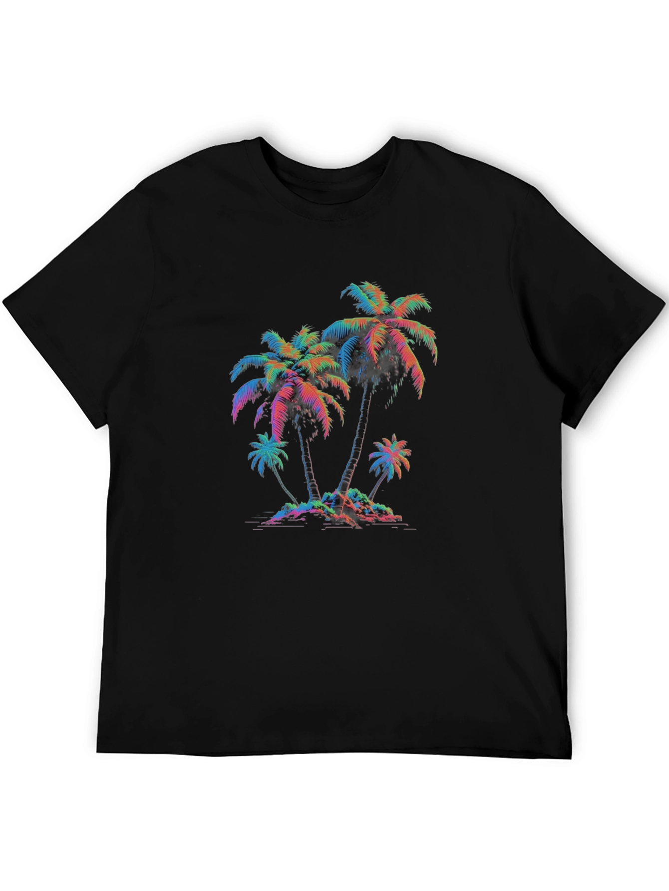 Retro Palm Tree Graphic Tee - Black