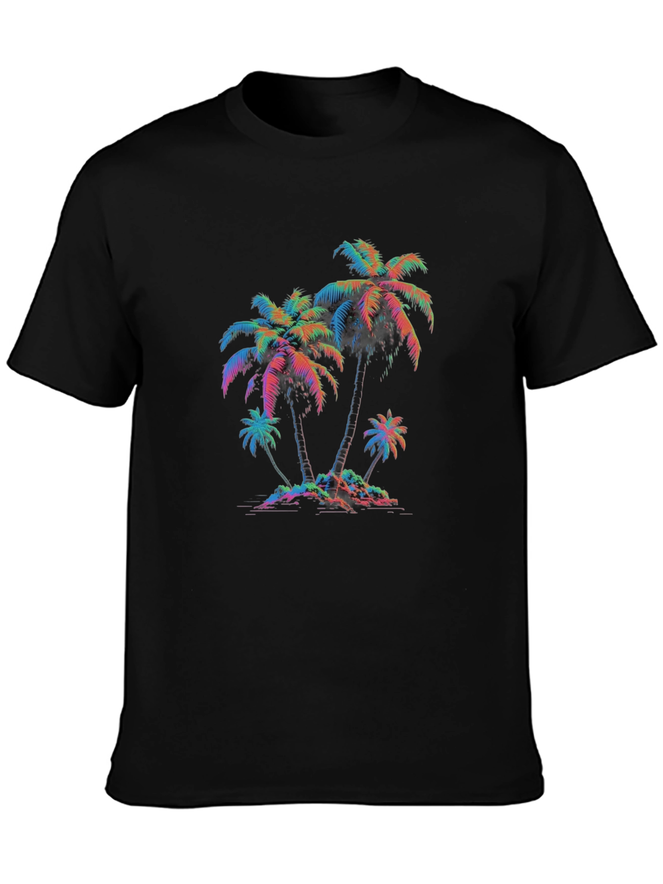 Retro Palm Tree Graphic Tee - Black