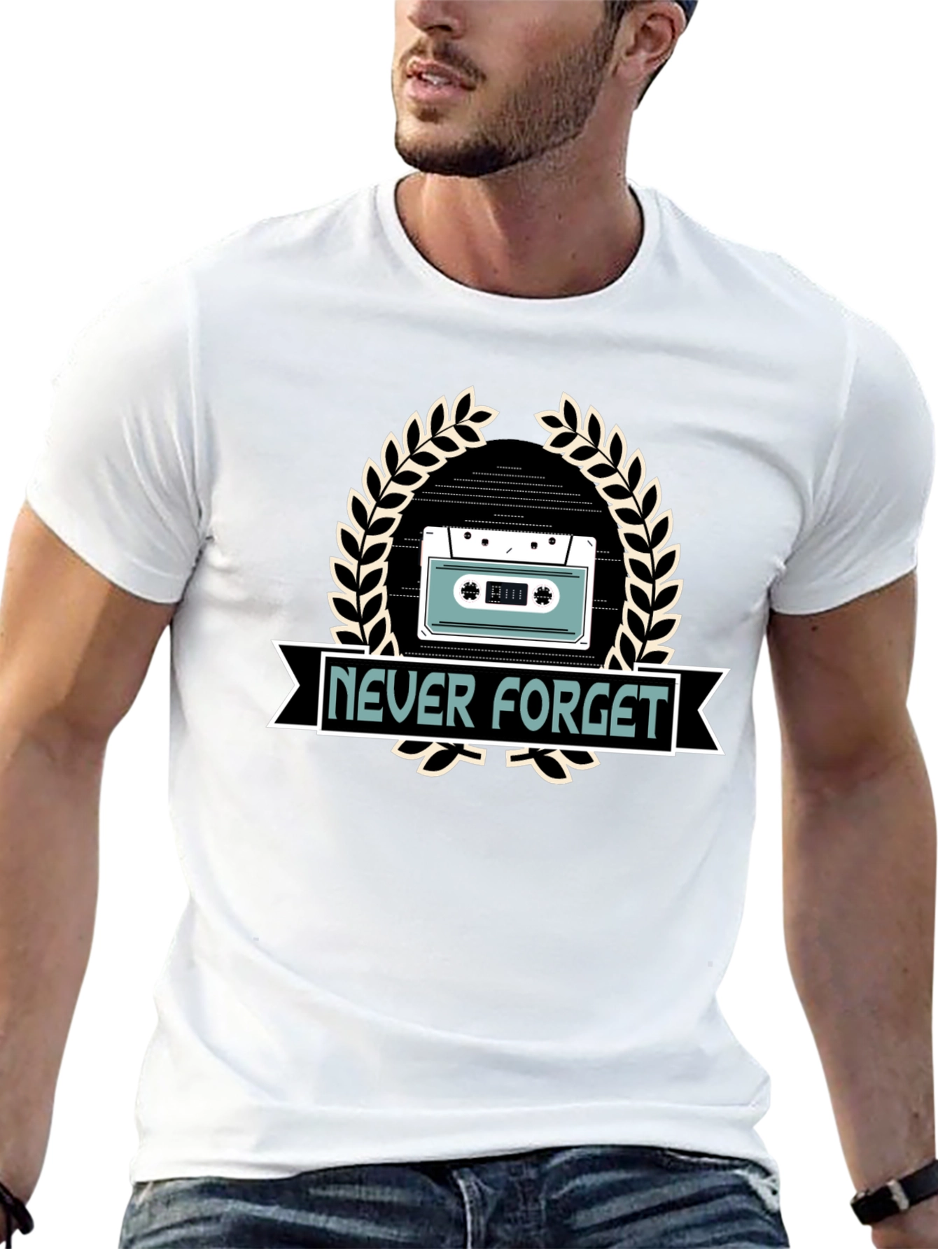 Retro Never Forget Cassette Tape Graphic T-Shirt