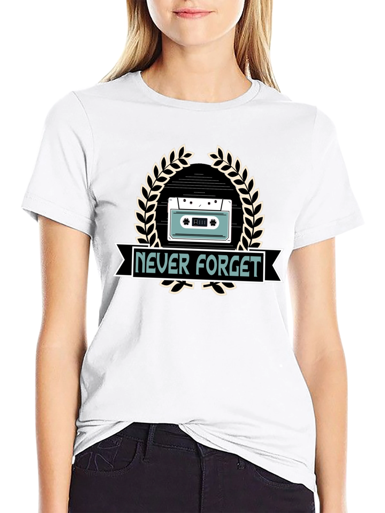 Retro Never Forget Cassette Tape Graphic T-Shirt