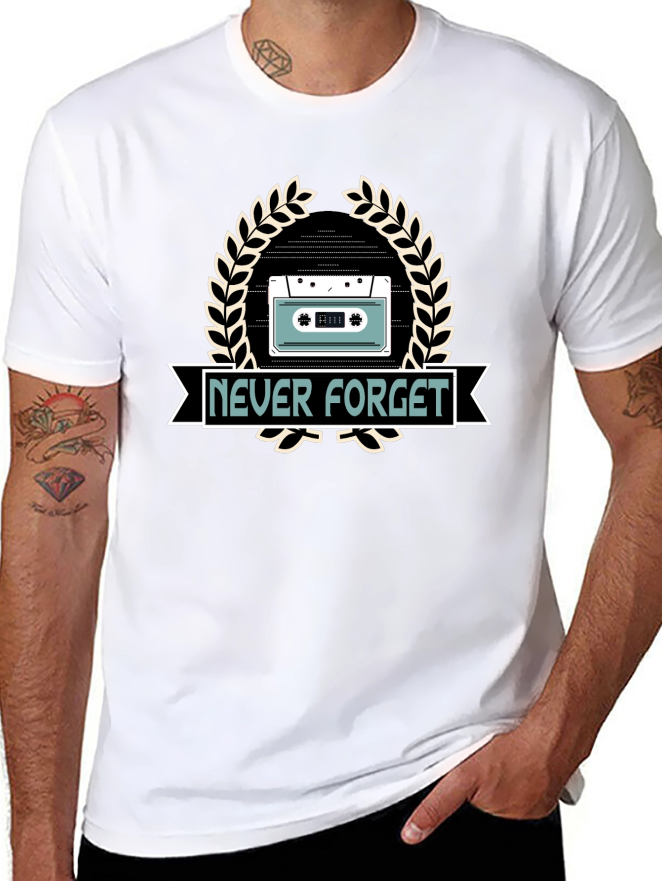 Retro Never Forget Cassette Tape Graphic T-Shirt