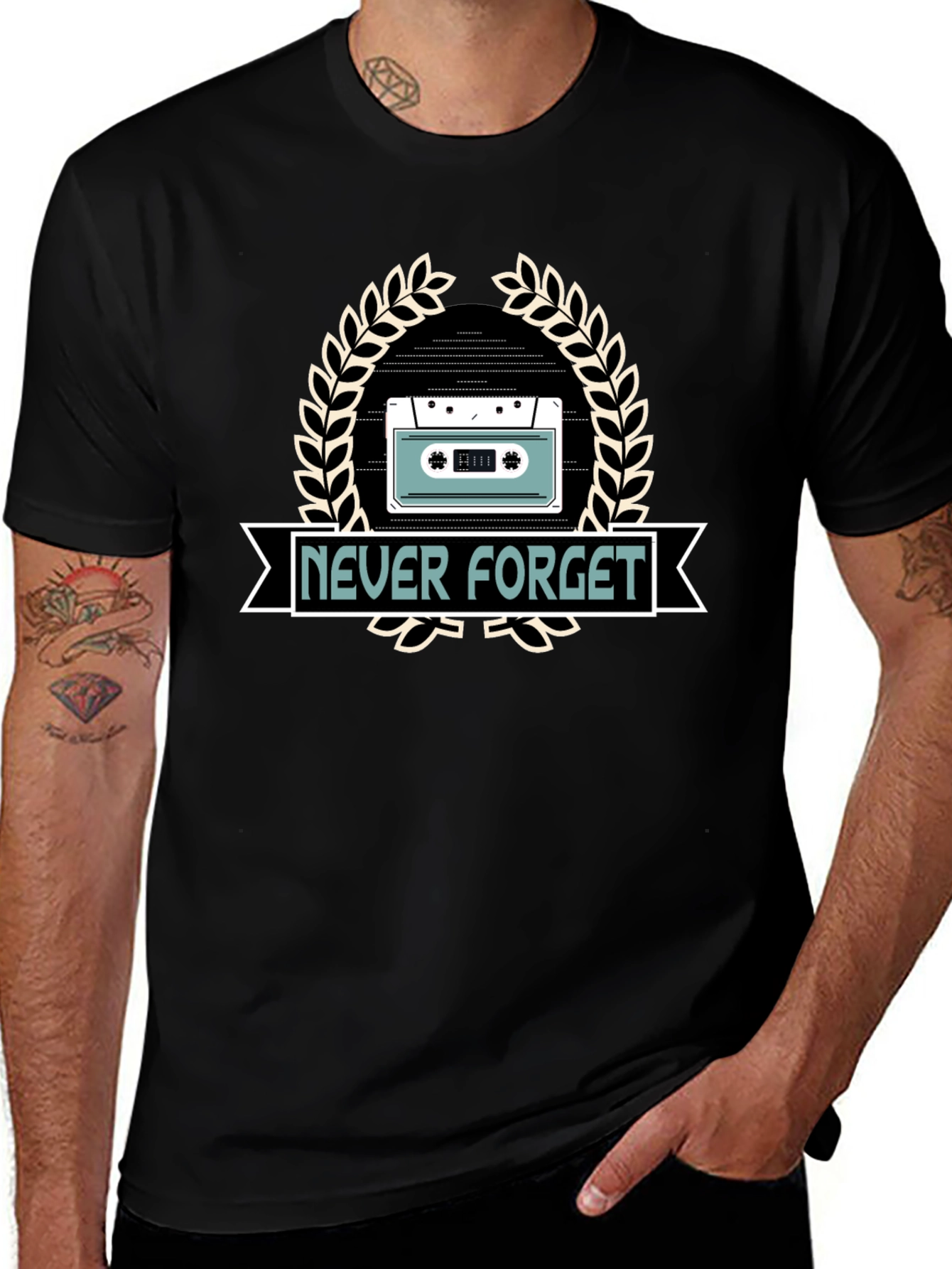 Retro Never Forget Cassette Tape Graphic T-Shirt
