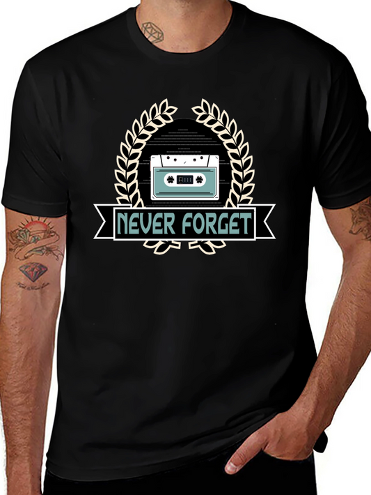 Retro Never Forget Cassette Tape Graphic T-Shirt