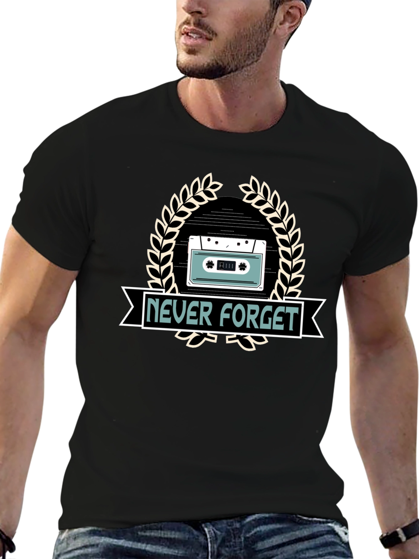 Retro Never Forget Cassette Tape Graphic T-Shirt