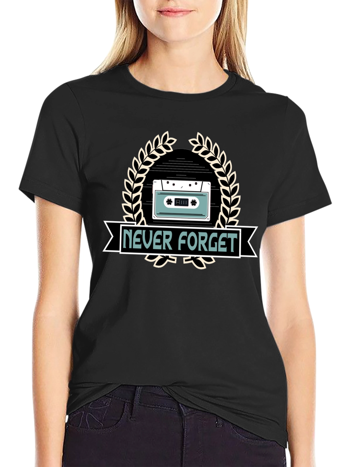 Retro Never Forget Cassette Tape Graphic T-Shirt