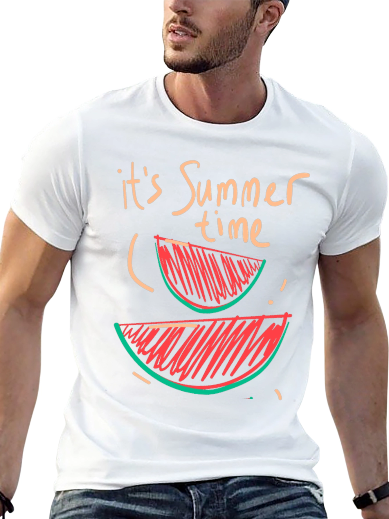 Summer Time Watermelon Graphic Tee - Casual Black T-Shirt