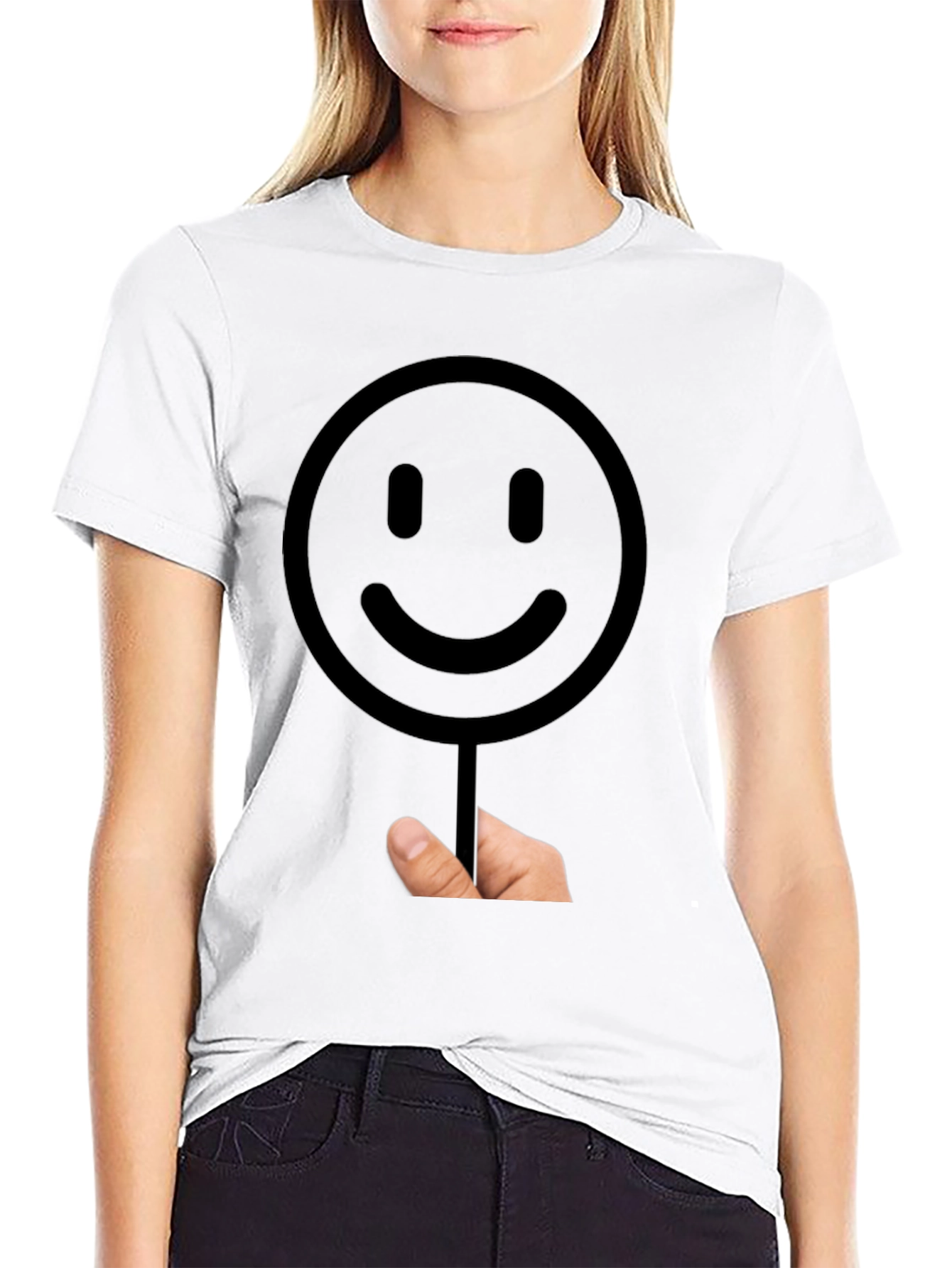 Smiley Face Graphic T-Shirt - Black