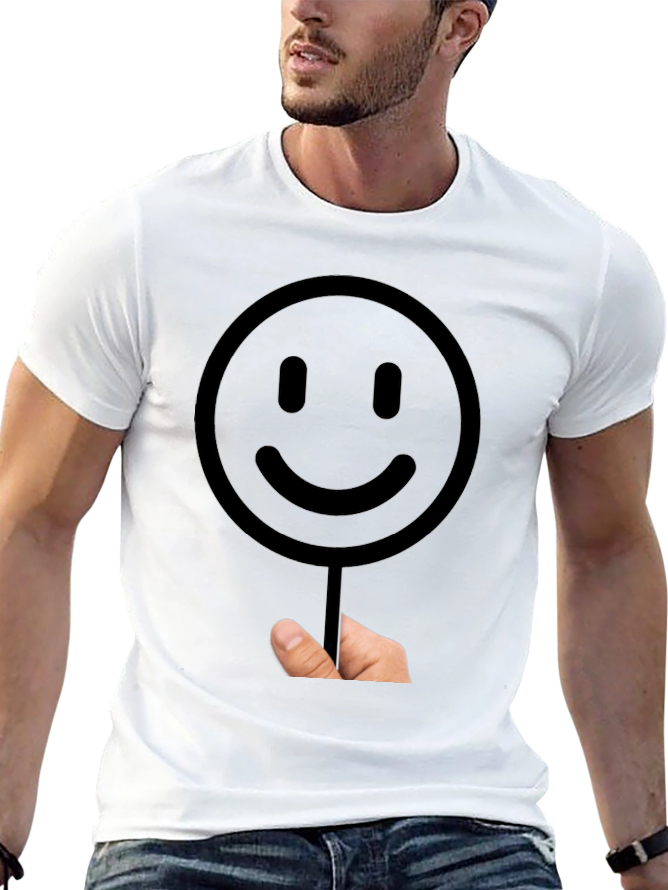 Smiley Face Graphic T-Shirt - Black