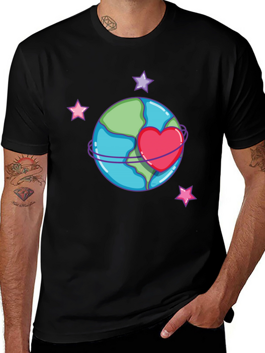 Love the Earth T-Shirt - Heart Planet Graphic Tee