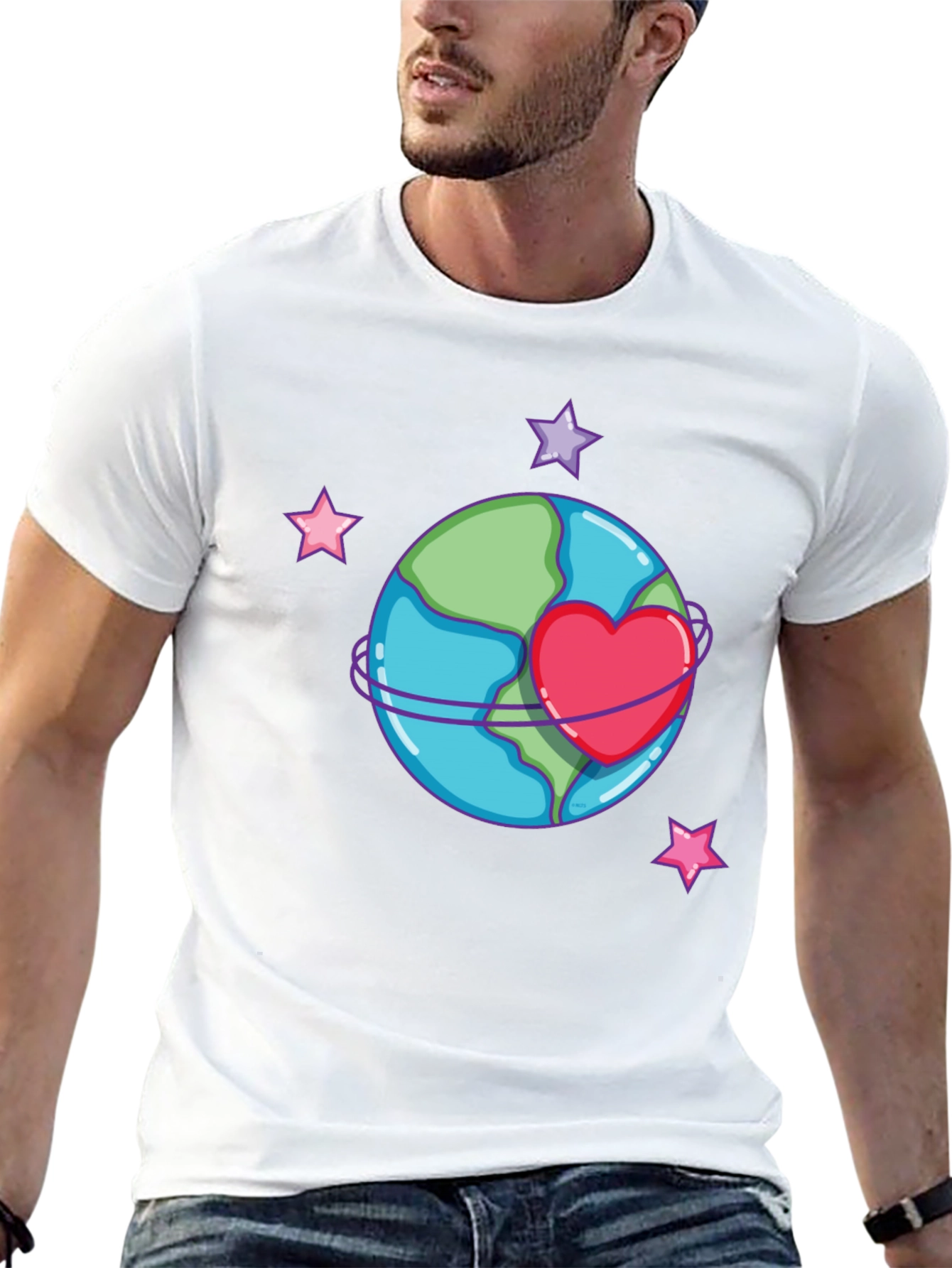 Love the Earth T-Shirt - Heart Planet Graphic Tee