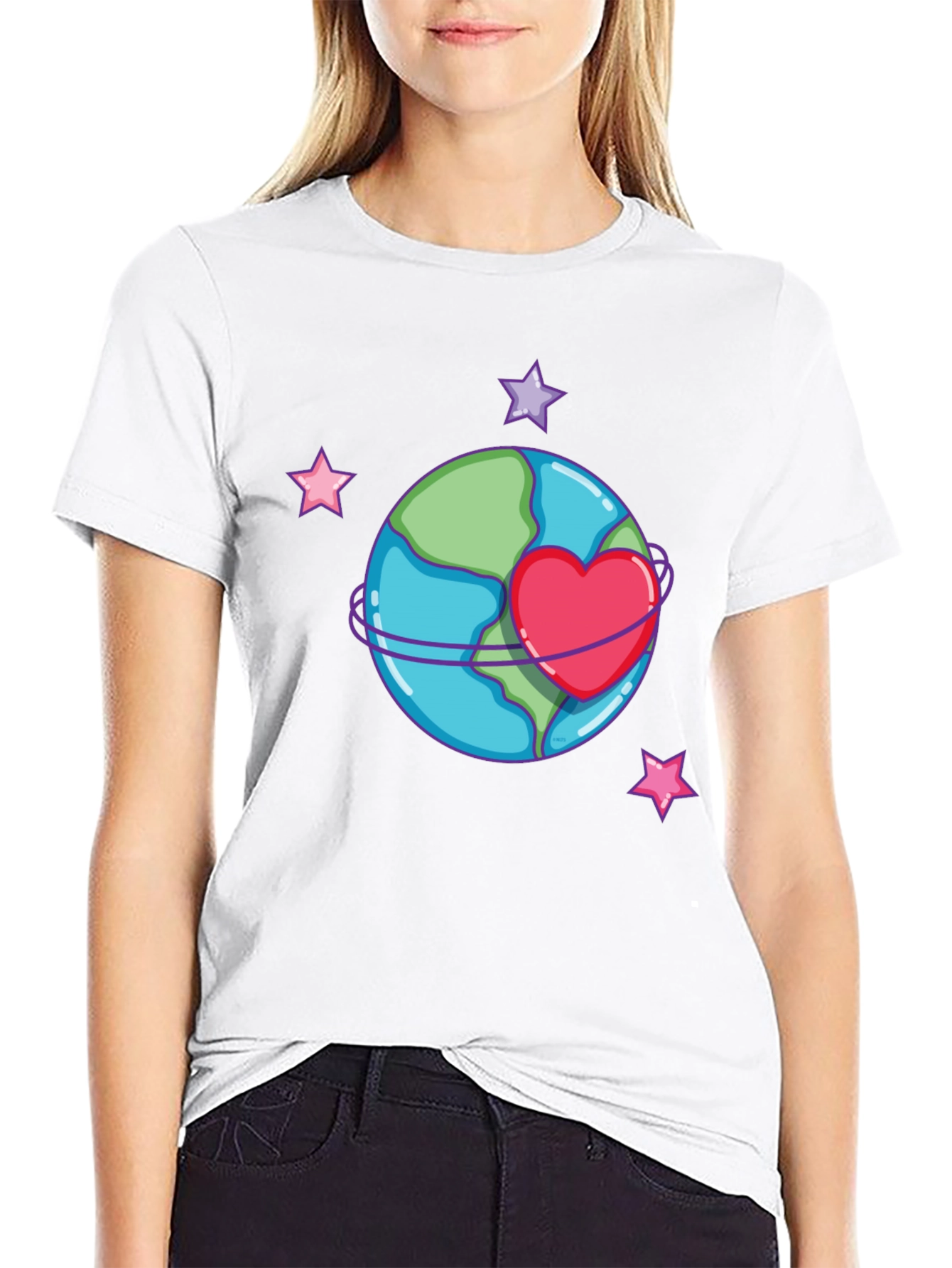Love the Earth T-Shirt - Heart Planet Graphic Tee