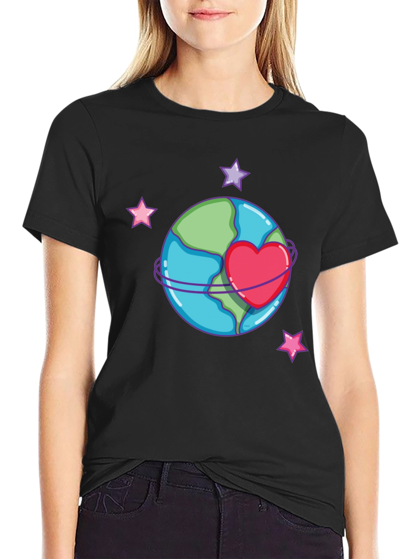 Love the Earth T-Shirt - Heart Planet Graphic Tee