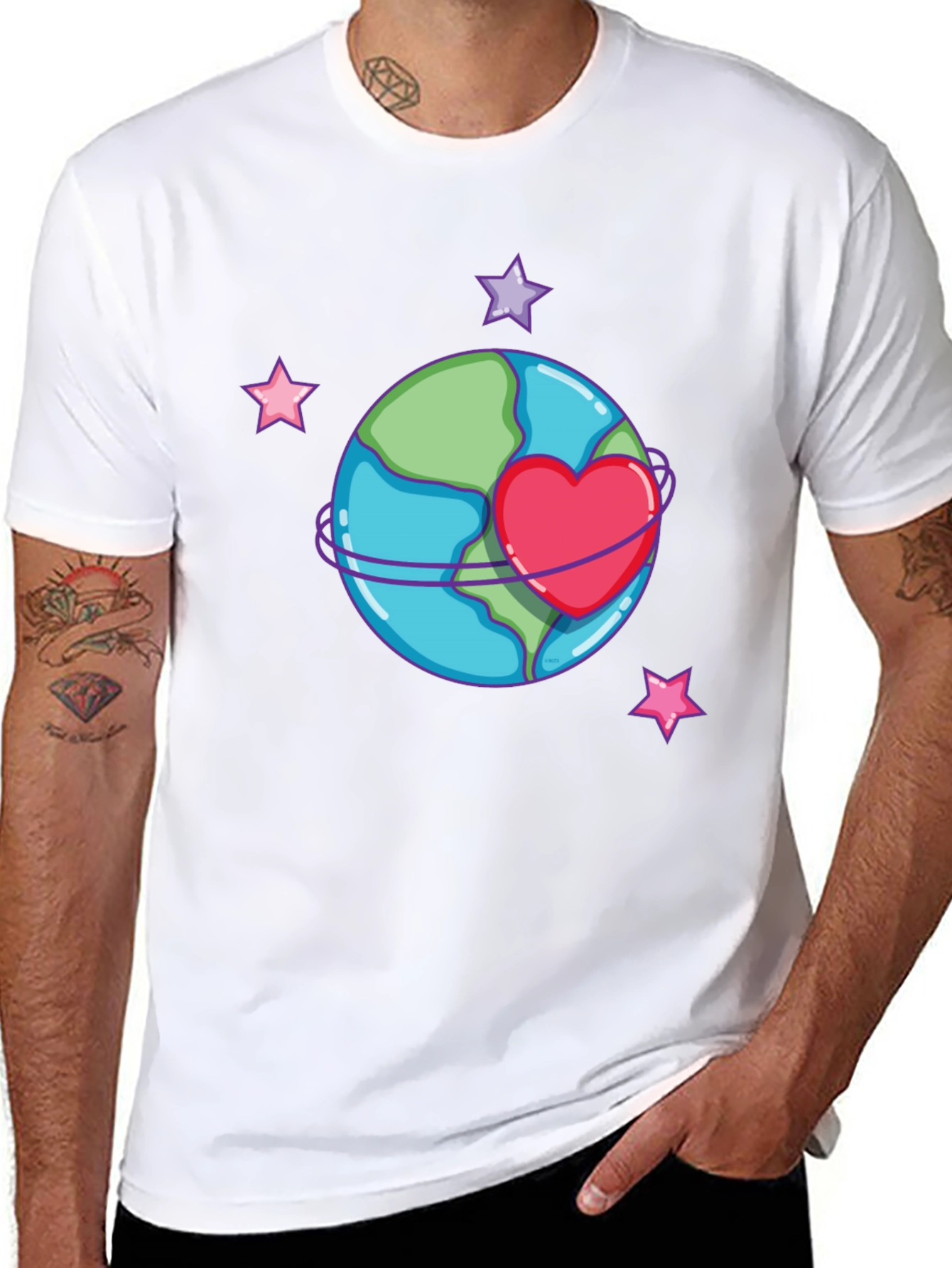 Love the Earth T-Shirt - Heart Planet Graphic Tee