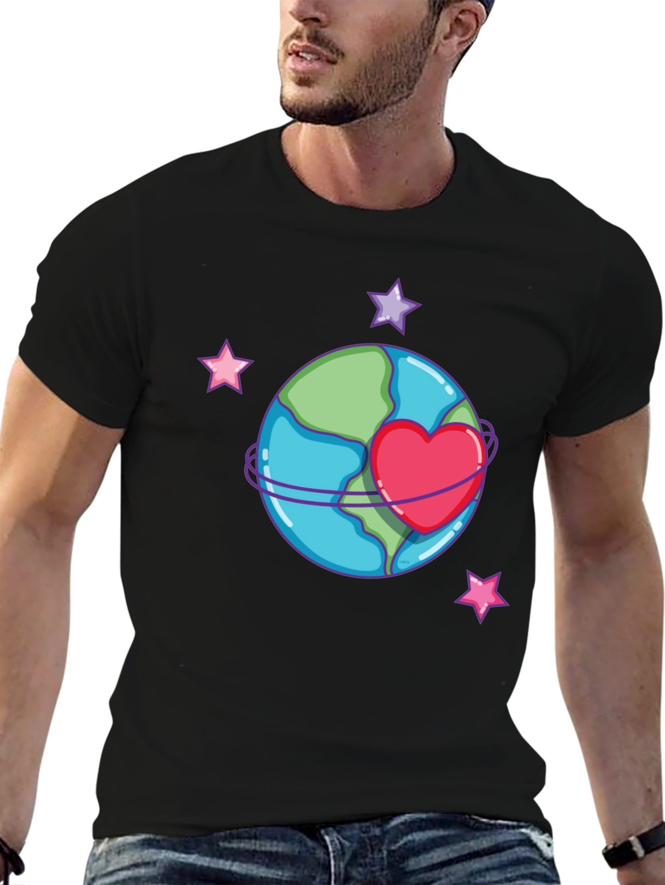 Love the Earth T-Shirt - Heart Planet Graphic Tee