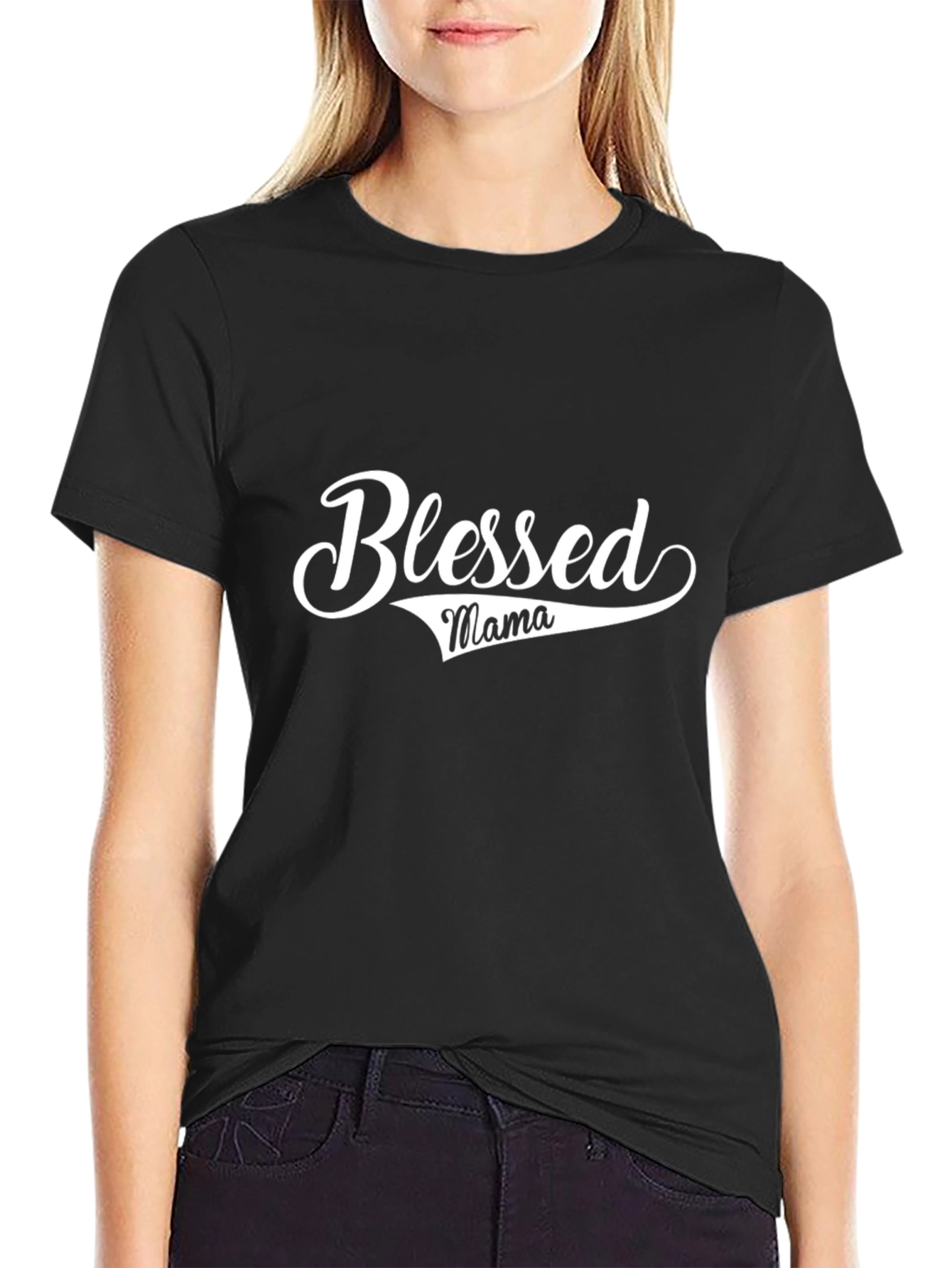 Blessed Mama Graphic Tee - Black T-Shirt