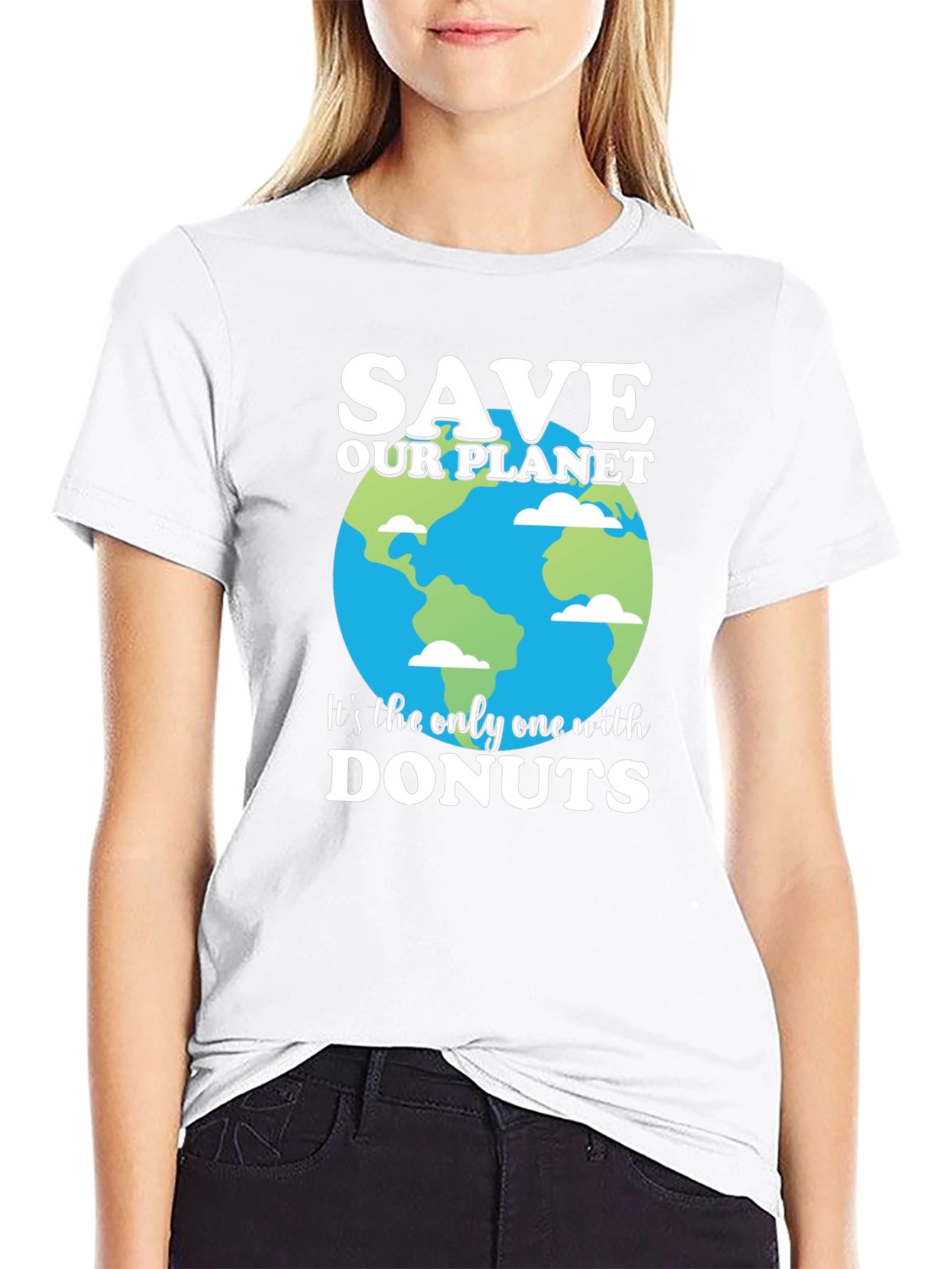 Save Our Planet T-Shirt - Earth & Donuts Design
