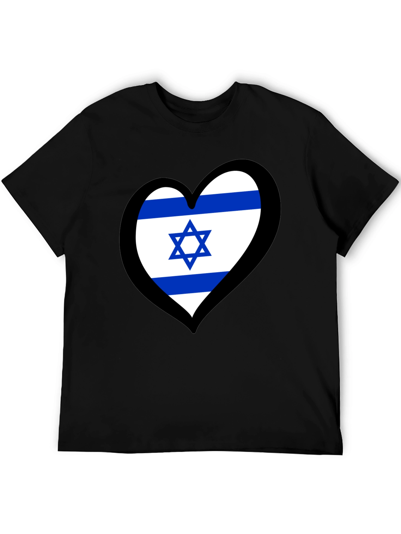 Israeli Flag Heart T-Shirt - Black