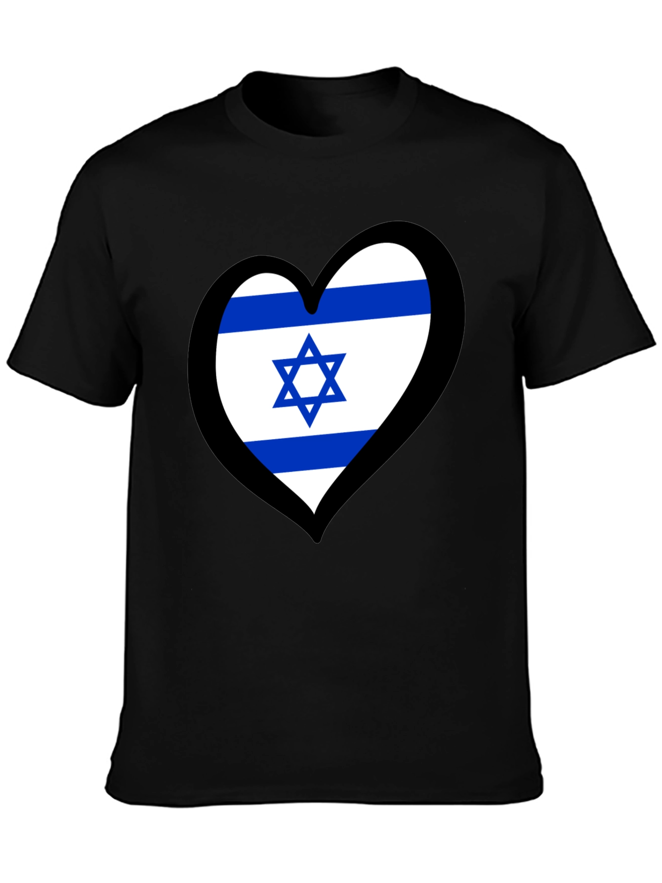 Israeli Flag Heart T-Shirt - Black