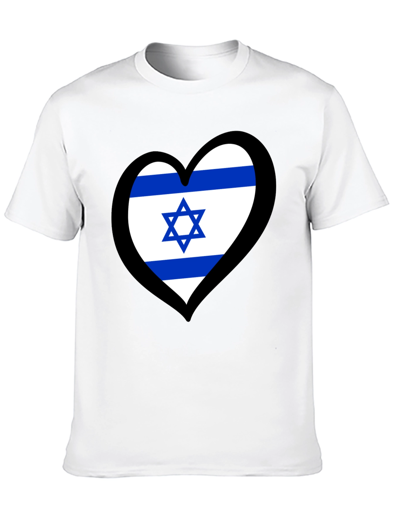 Israeli Flag Heart T-Shirt - Black