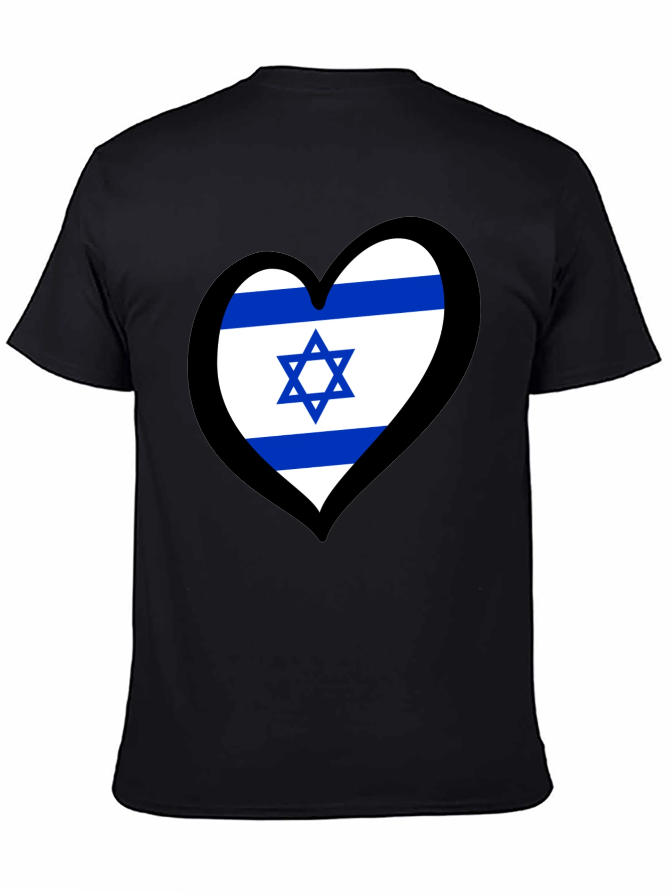 Israeli Flag Heart T-Shirt - Black