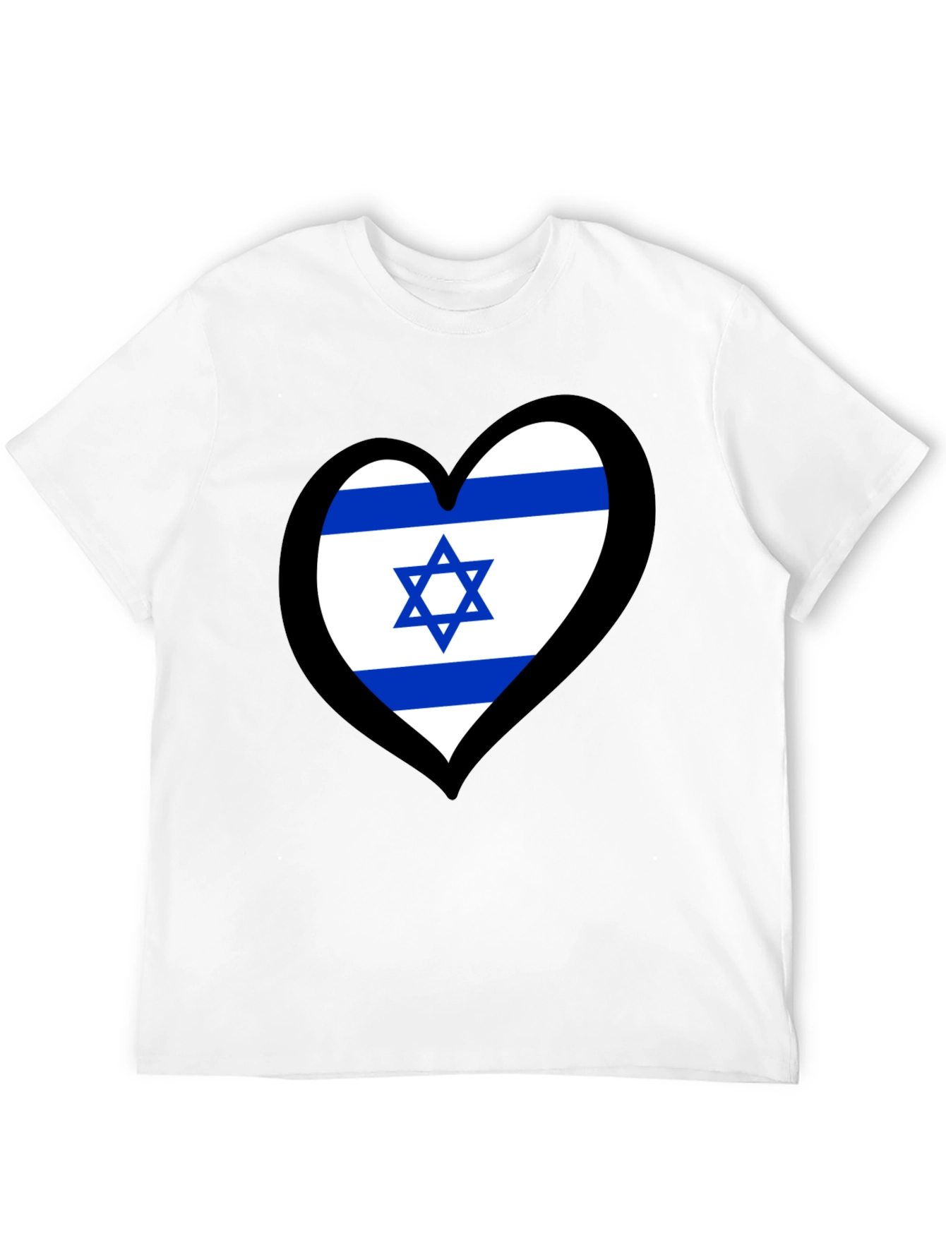 Israeli Flag Heart T-Shirt - Black