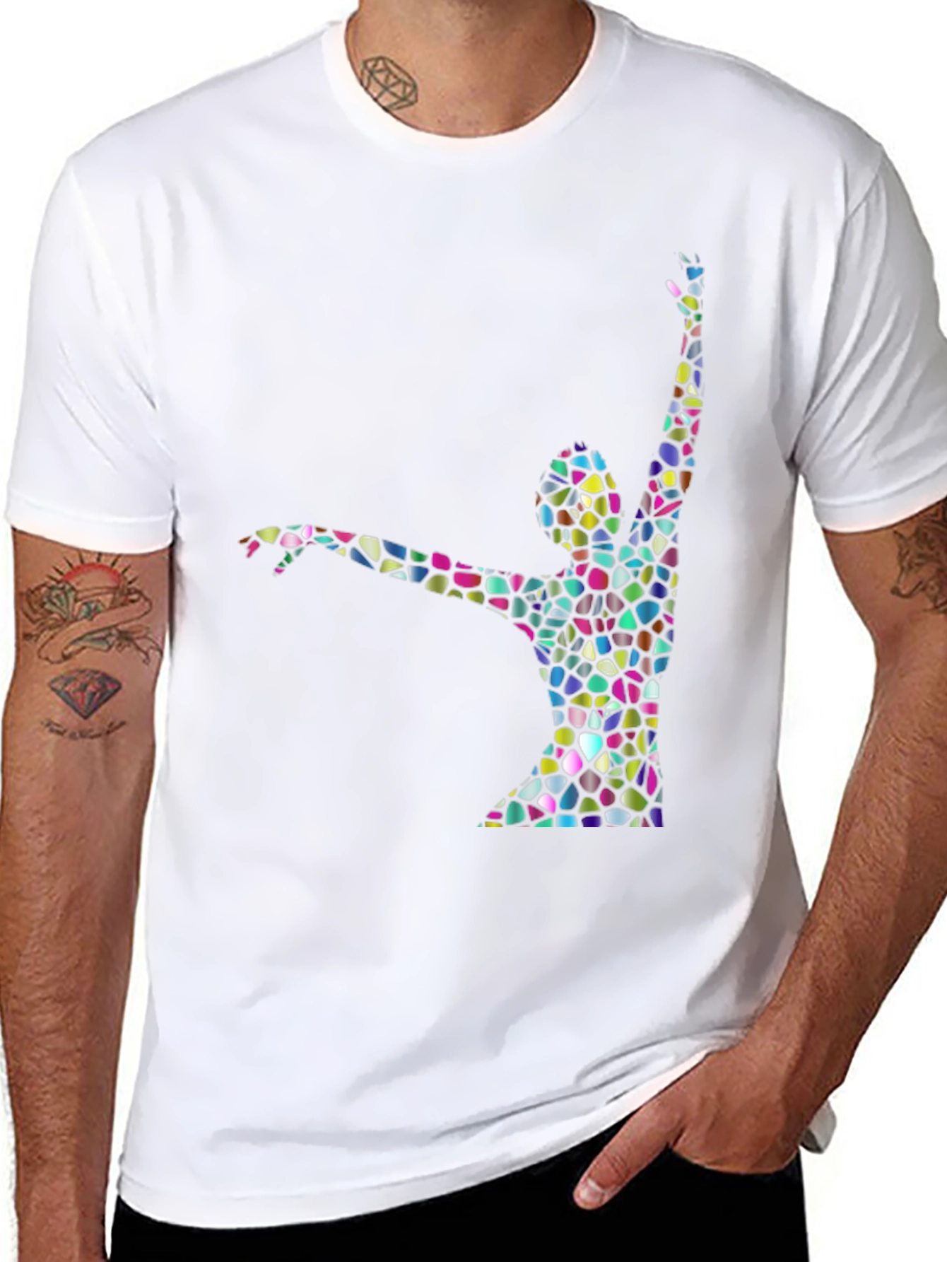 Abstract Stained Glass Dancer Graphic Black T-Shirt