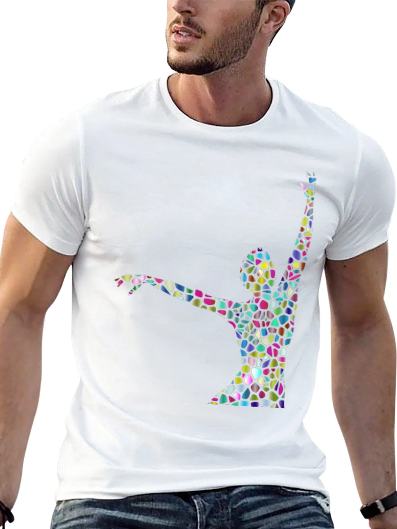 Abstract Stained Glass Dancer Graphic Black T-Shirt
