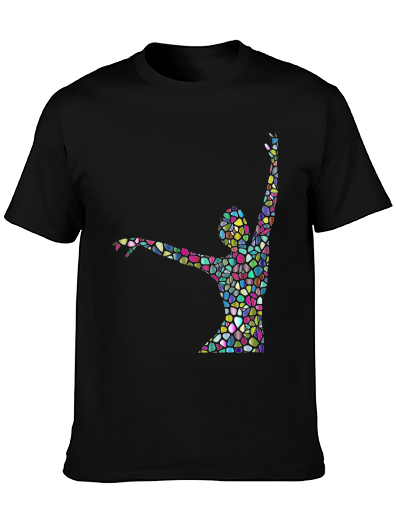Abstract Stained Glass Dancer Graphic Black T-Shirt