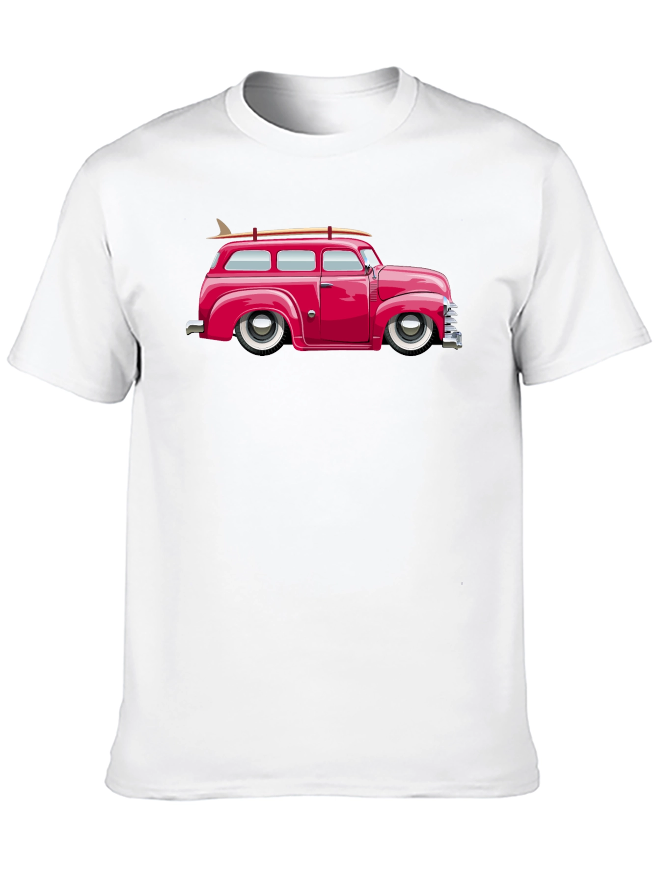 Classic Car Surfboard Tee - Retro Black T-Shirt