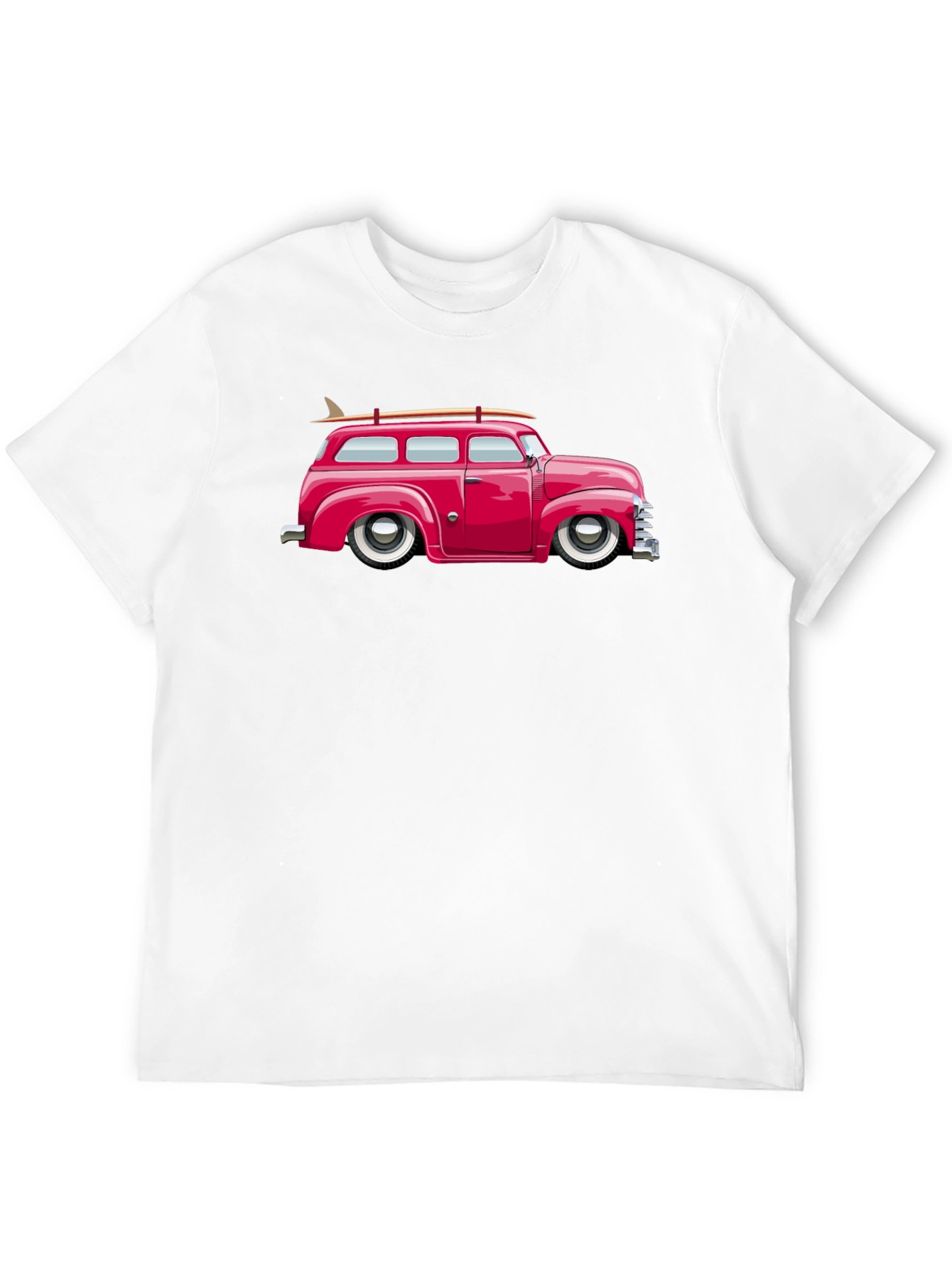 Classic Car Surfboard Tee - Retro Black T-Shirt