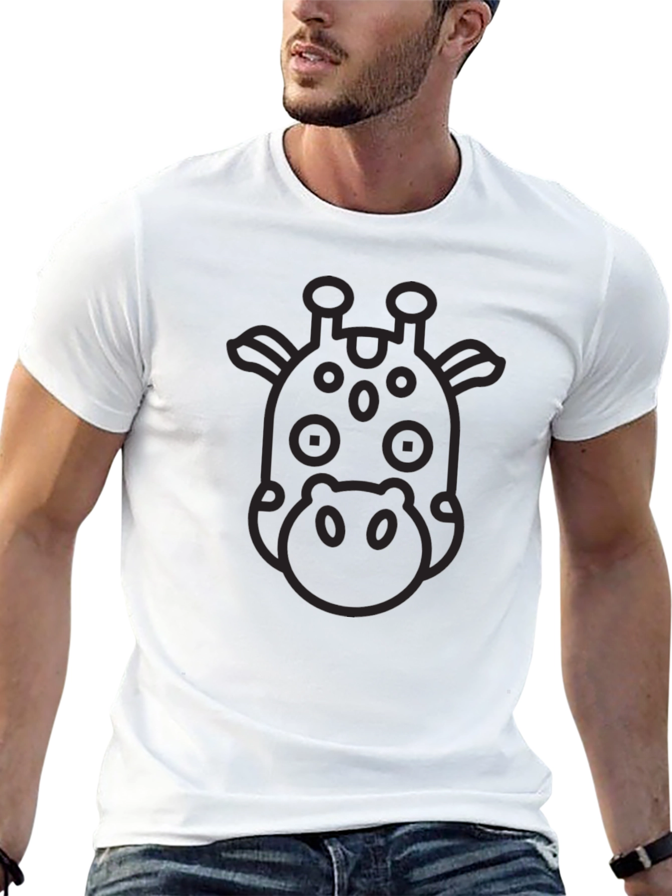 Giraffe Outline Graphic Tee - Stylish Black T-Shirt