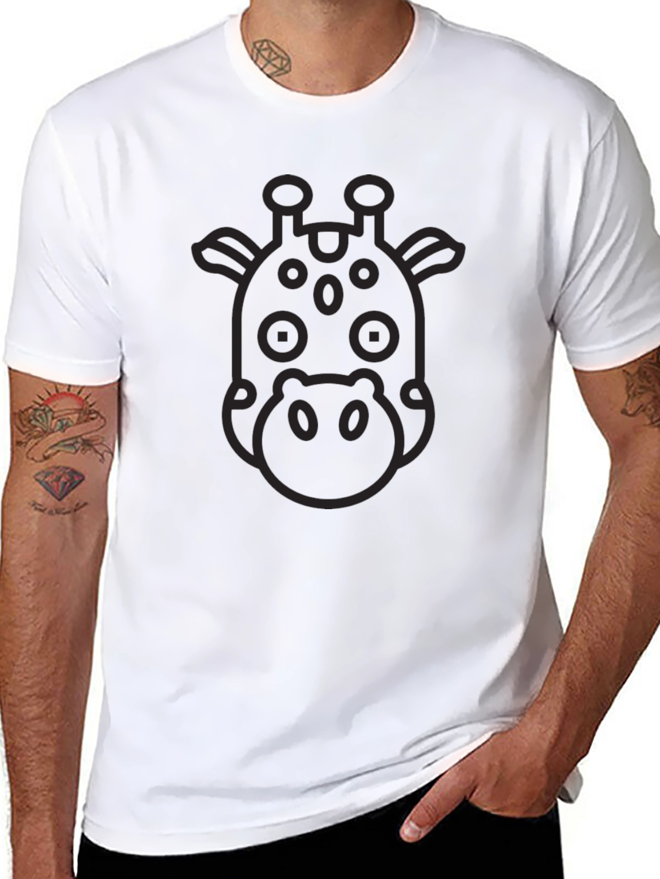 Giraffe Outline Graphic Tee - Stylish Black T-Shirt