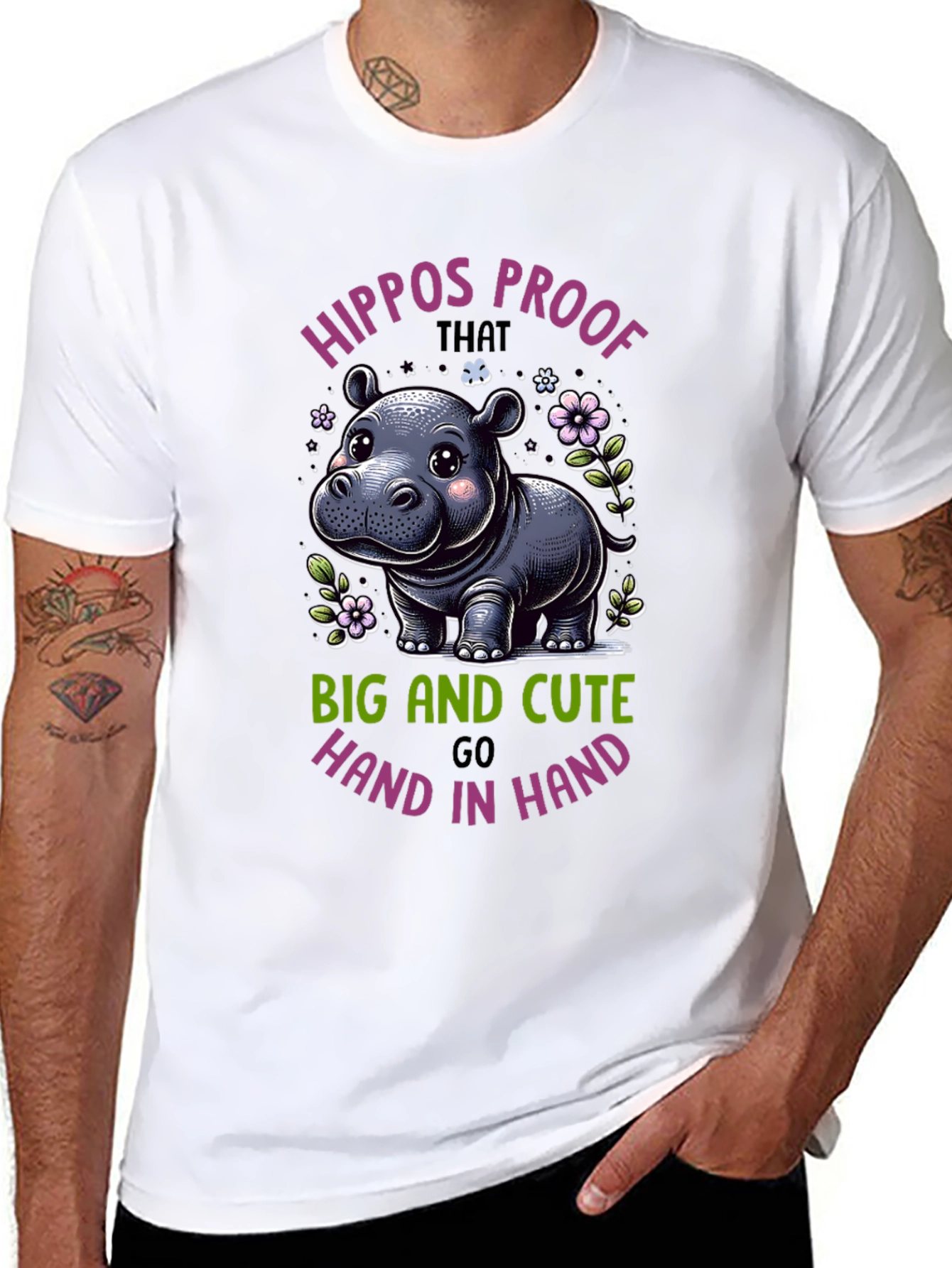 Cute Hippo Graphic T-Shirt