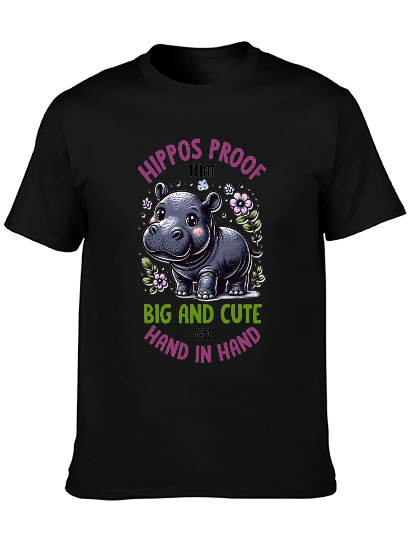 Cute Hippo Graphic T-Shirt