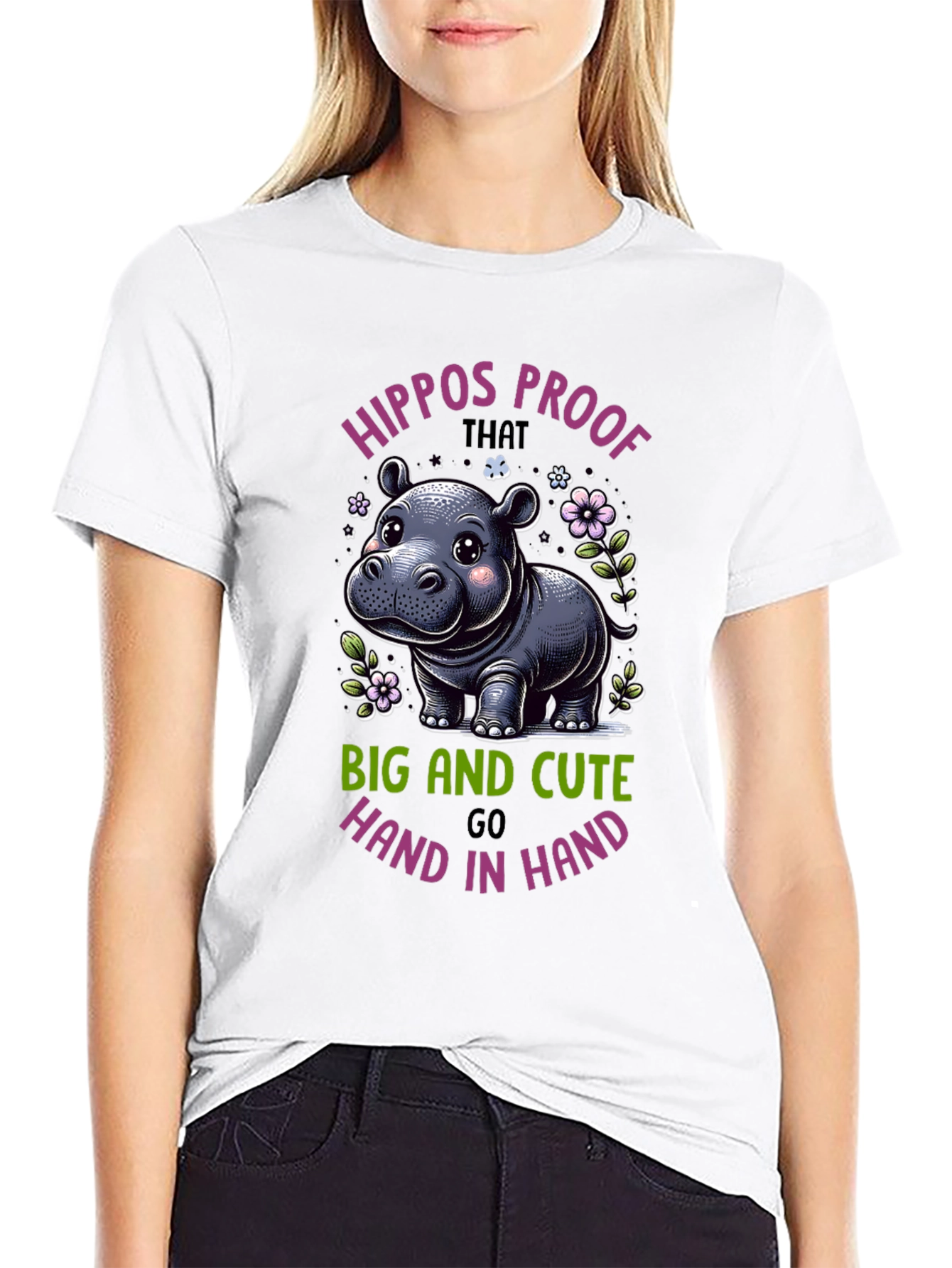 Cute Hippo Graphic T-Shirt