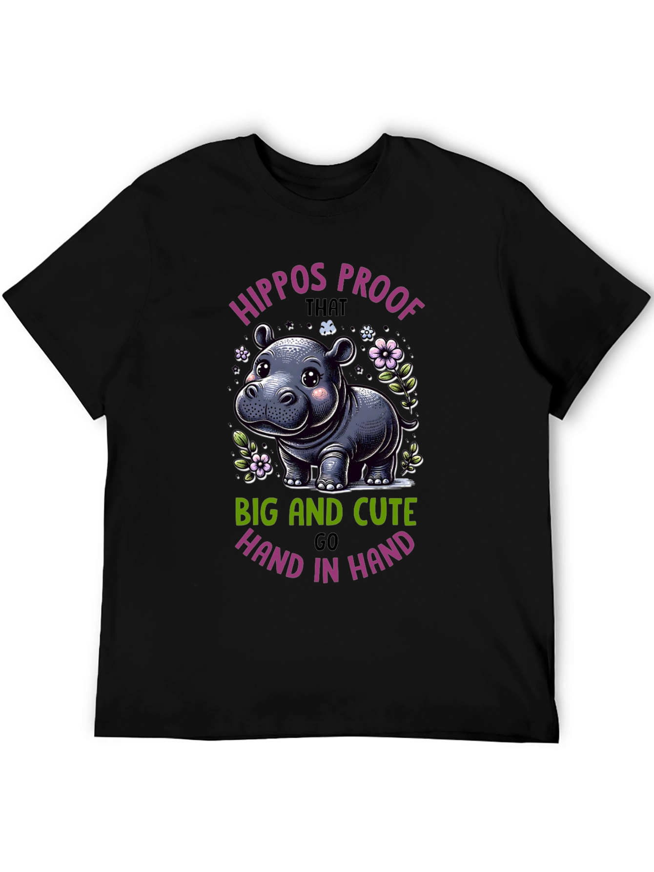 Cute Hippo Graphic T-Shirt