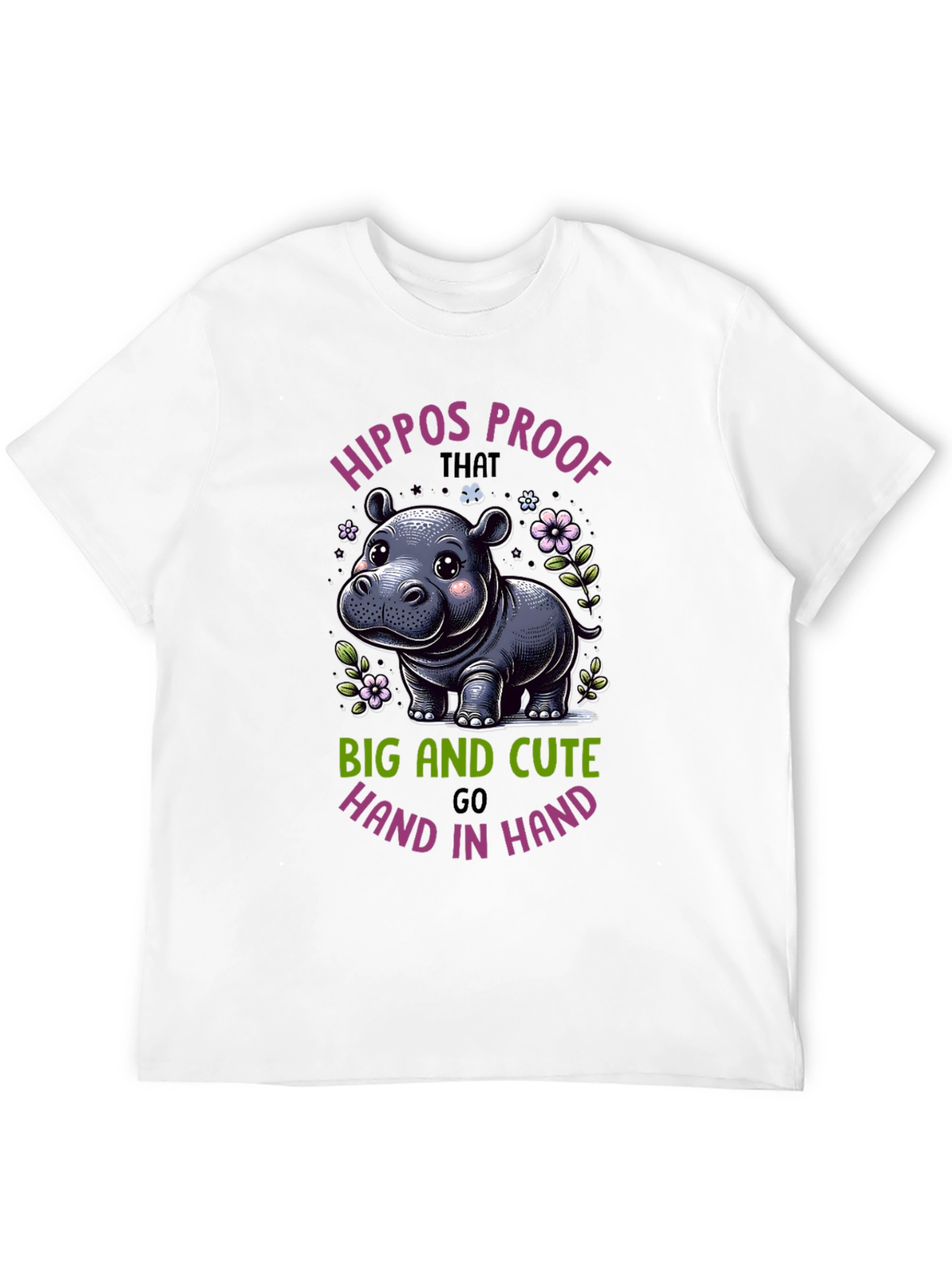 Cute Hippo Graphic T-Shirt