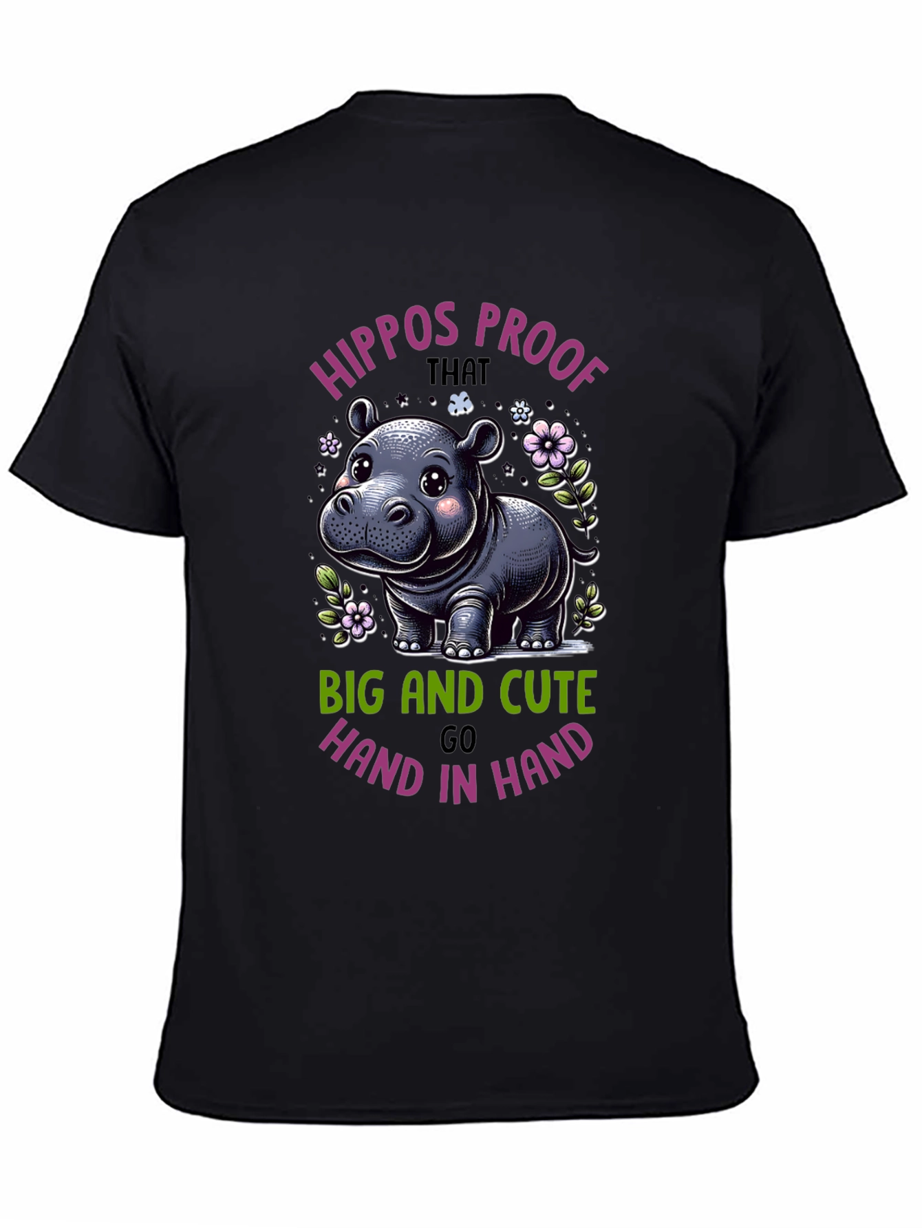 Cute Hippo Graphic T-Shirt