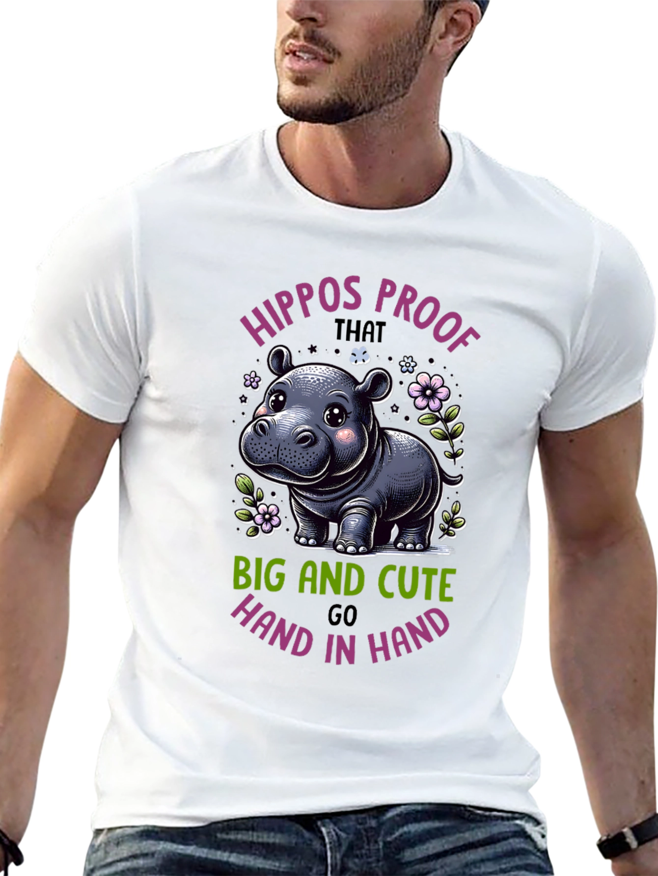 Cute Hippo Graphic T-Shirt