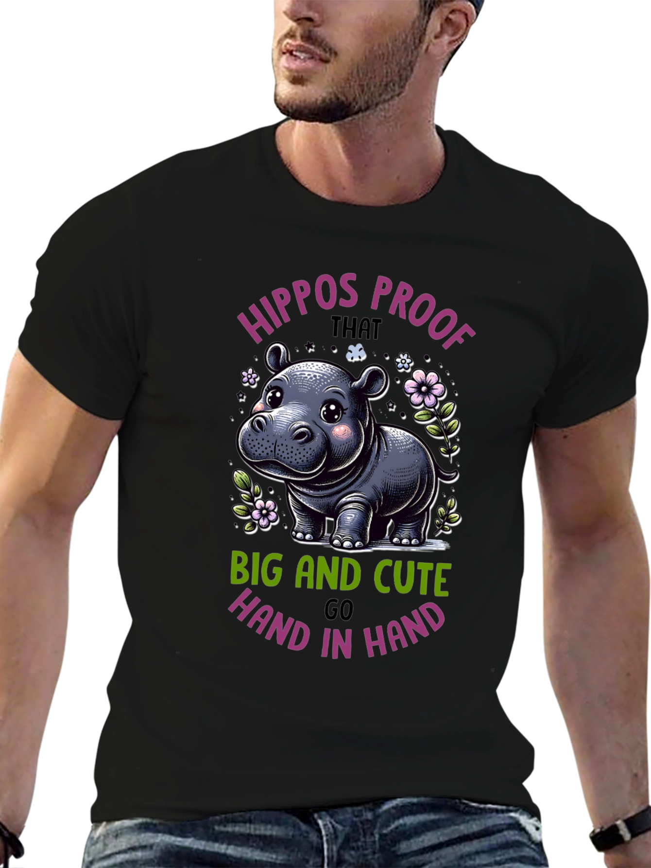 Cute Hippo Graphic T-Shirt