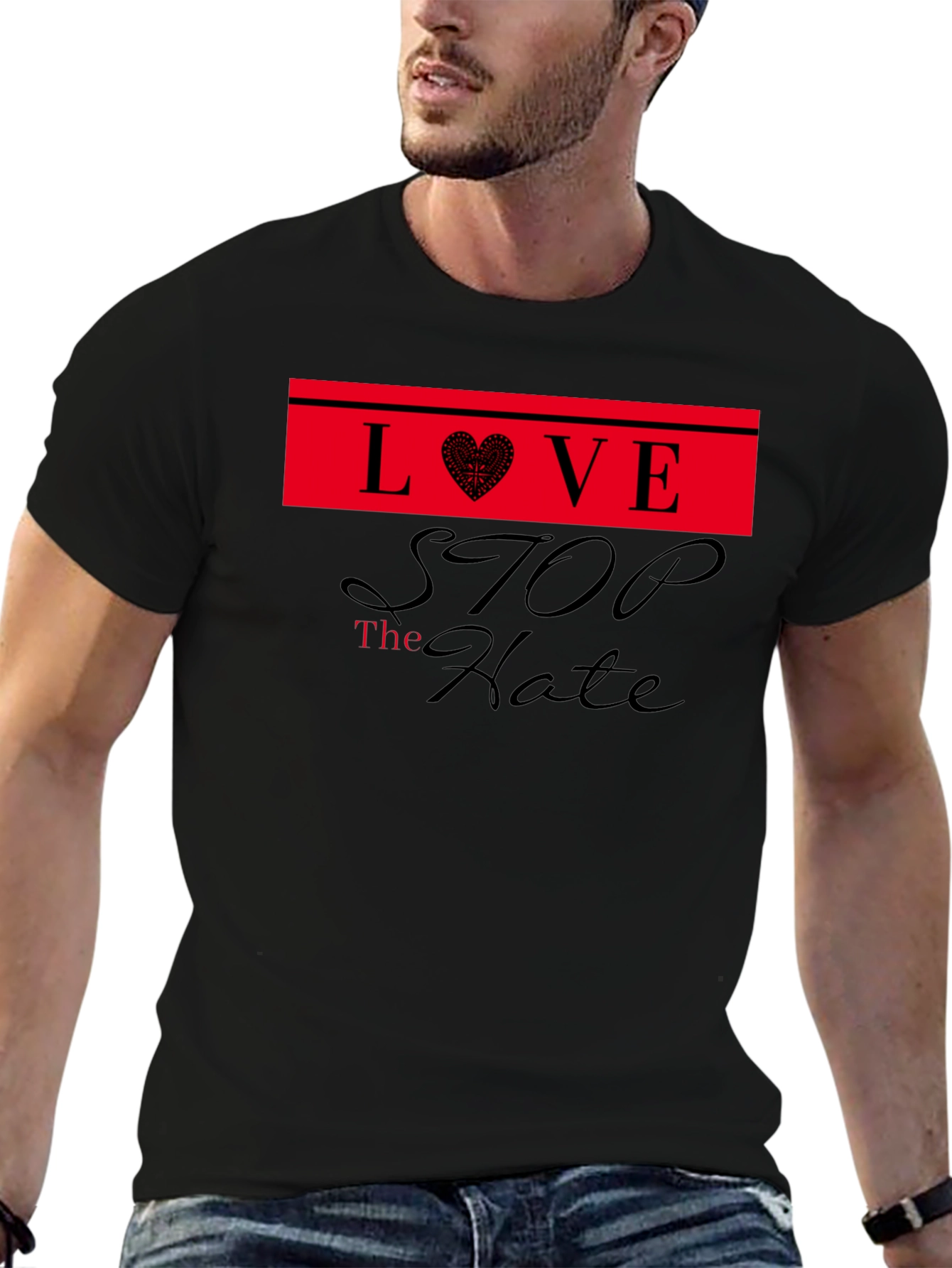Love Stop Hate Black T-Shirt