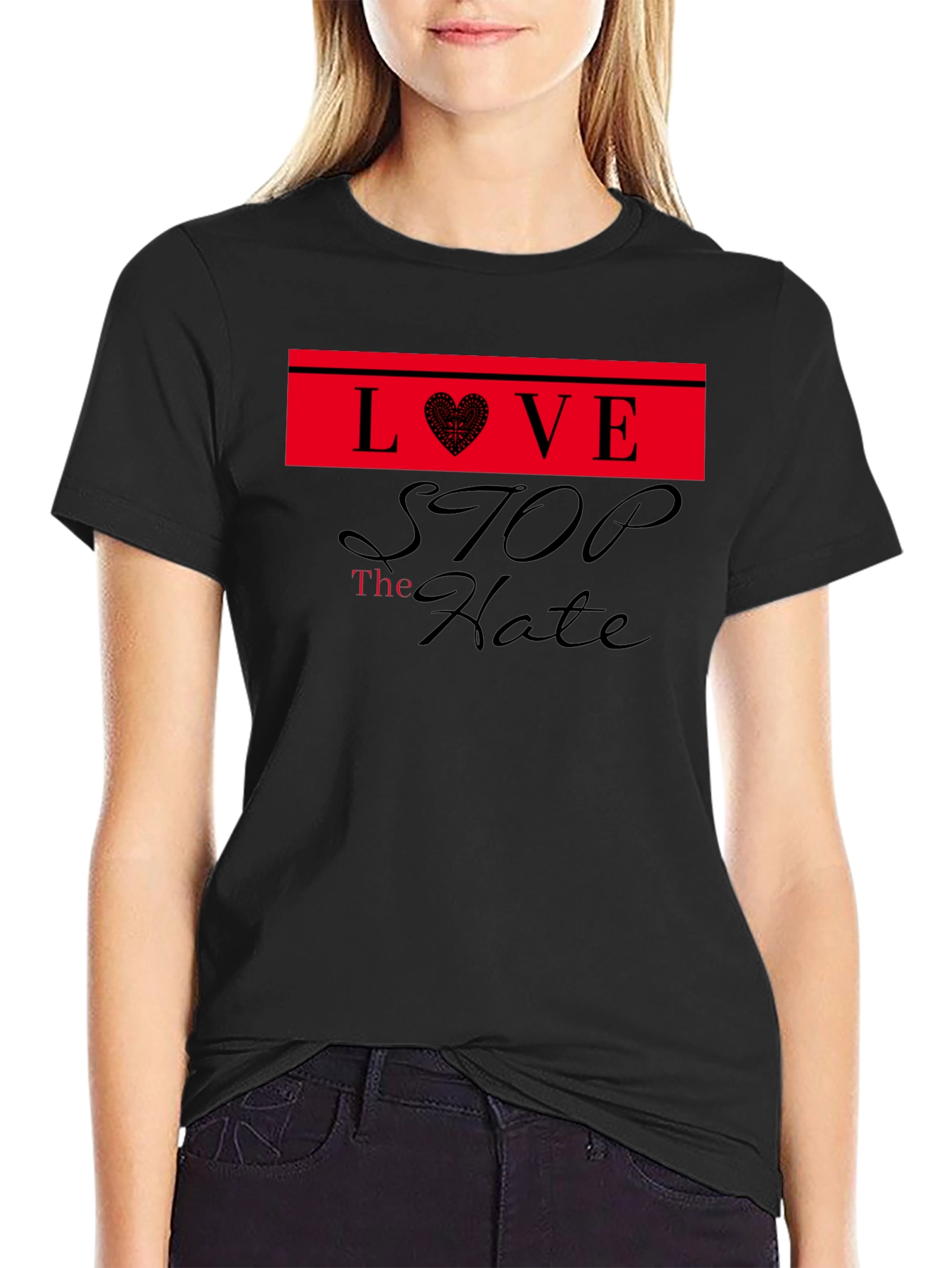 Love Stop Hate Black T-Shirt